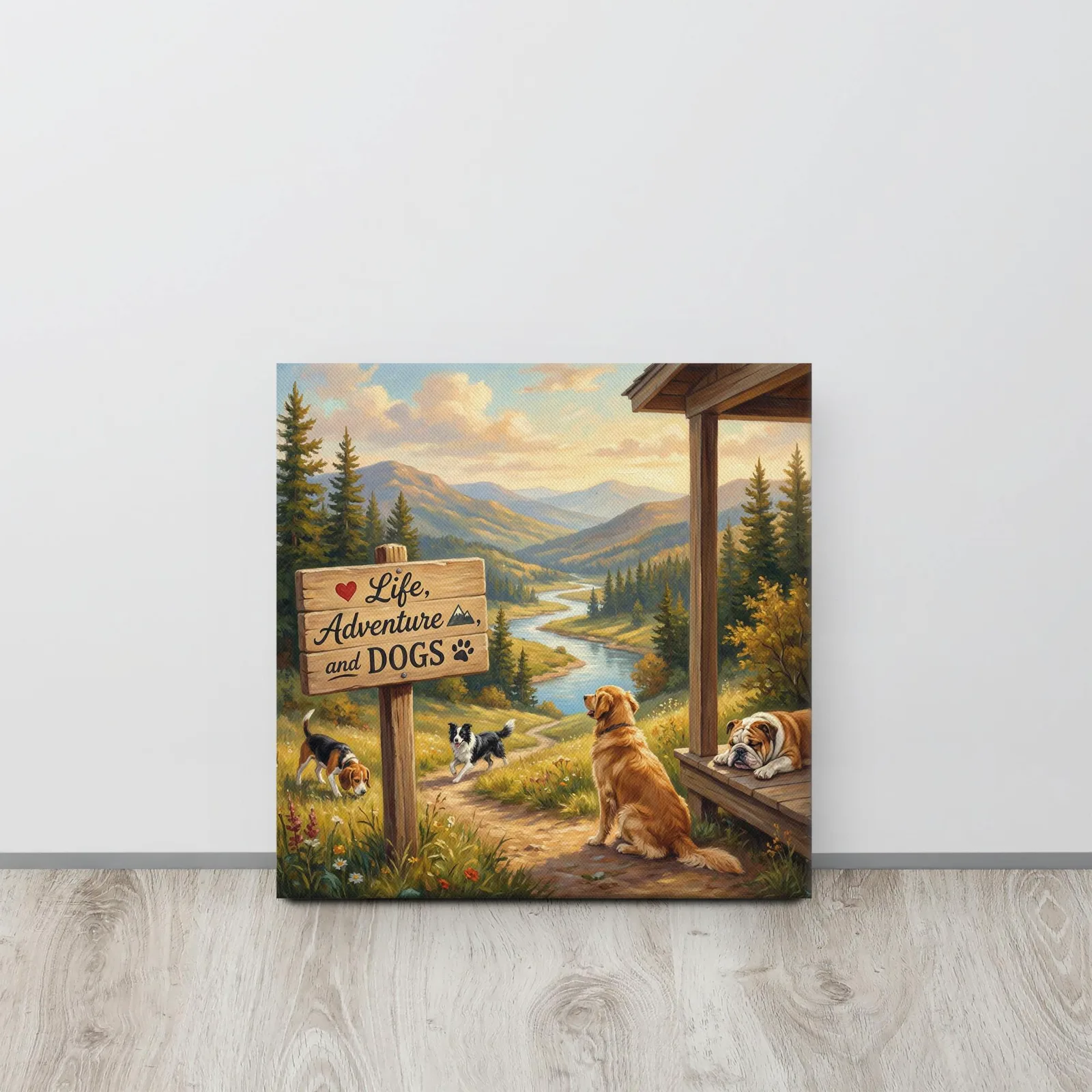 Love LIFE, ADVENTURE and DOGS - Dog Lover Canvas Print — 16" x 16", photo 4