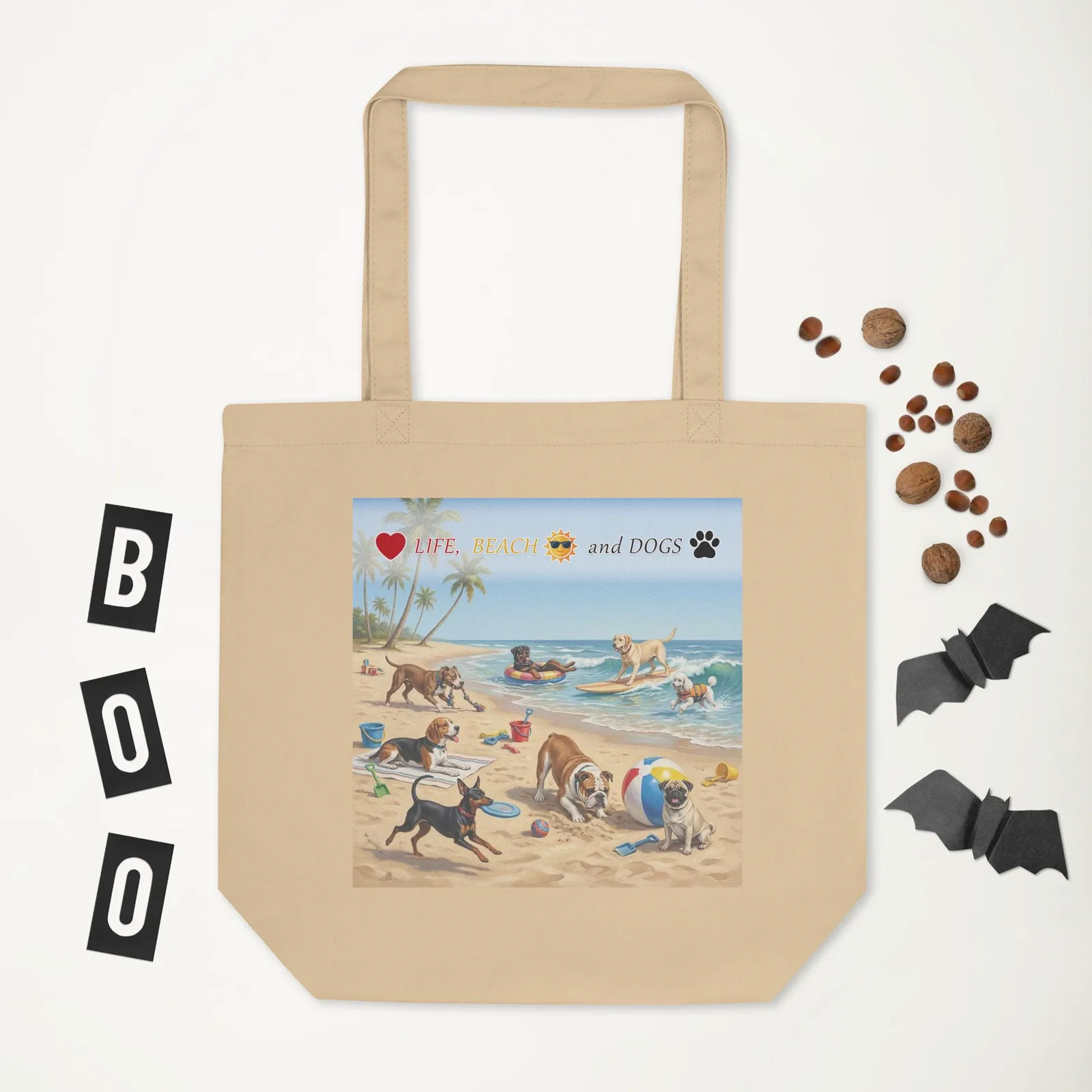 Love Life, Beach, and Dogs Cotton Tote Bag – Practical Everyday Tote for Dog Lovers, photo 7