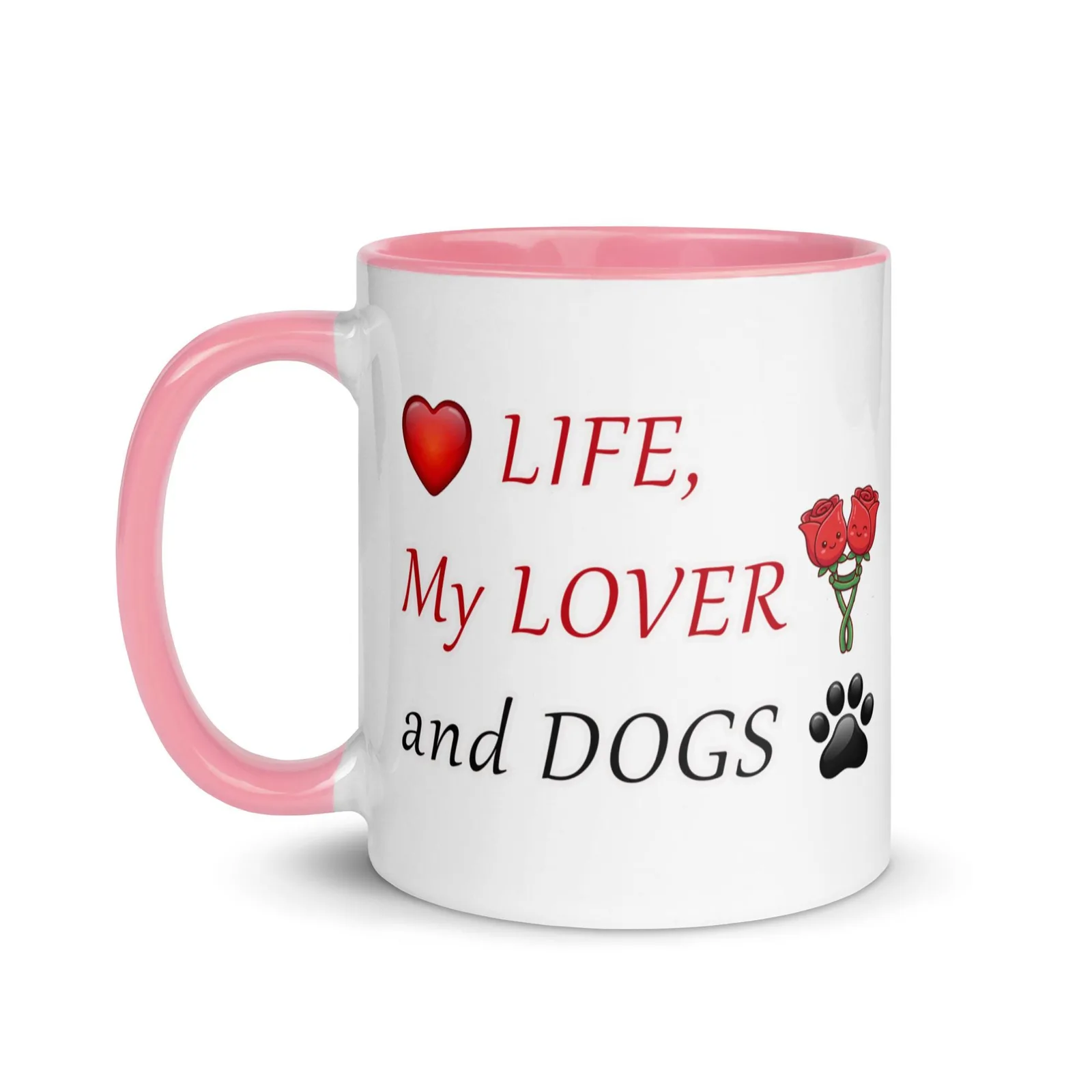 Love LIFE, My LOVER and DOGS - Romantic Colored Mug for Dog Lovers, photo 2