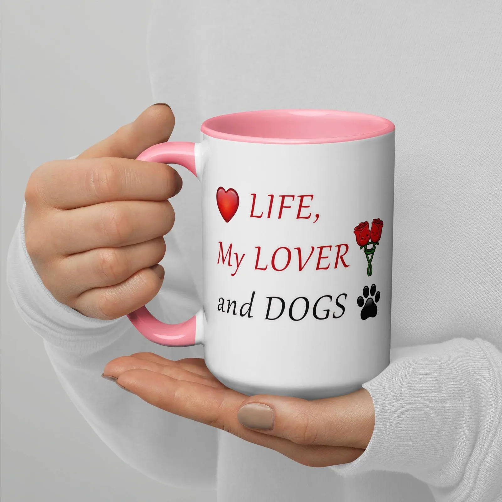 Love LIFE, My LOVER and DOGS - Romantic Colored Mug for Dog Lovers, photo 3
