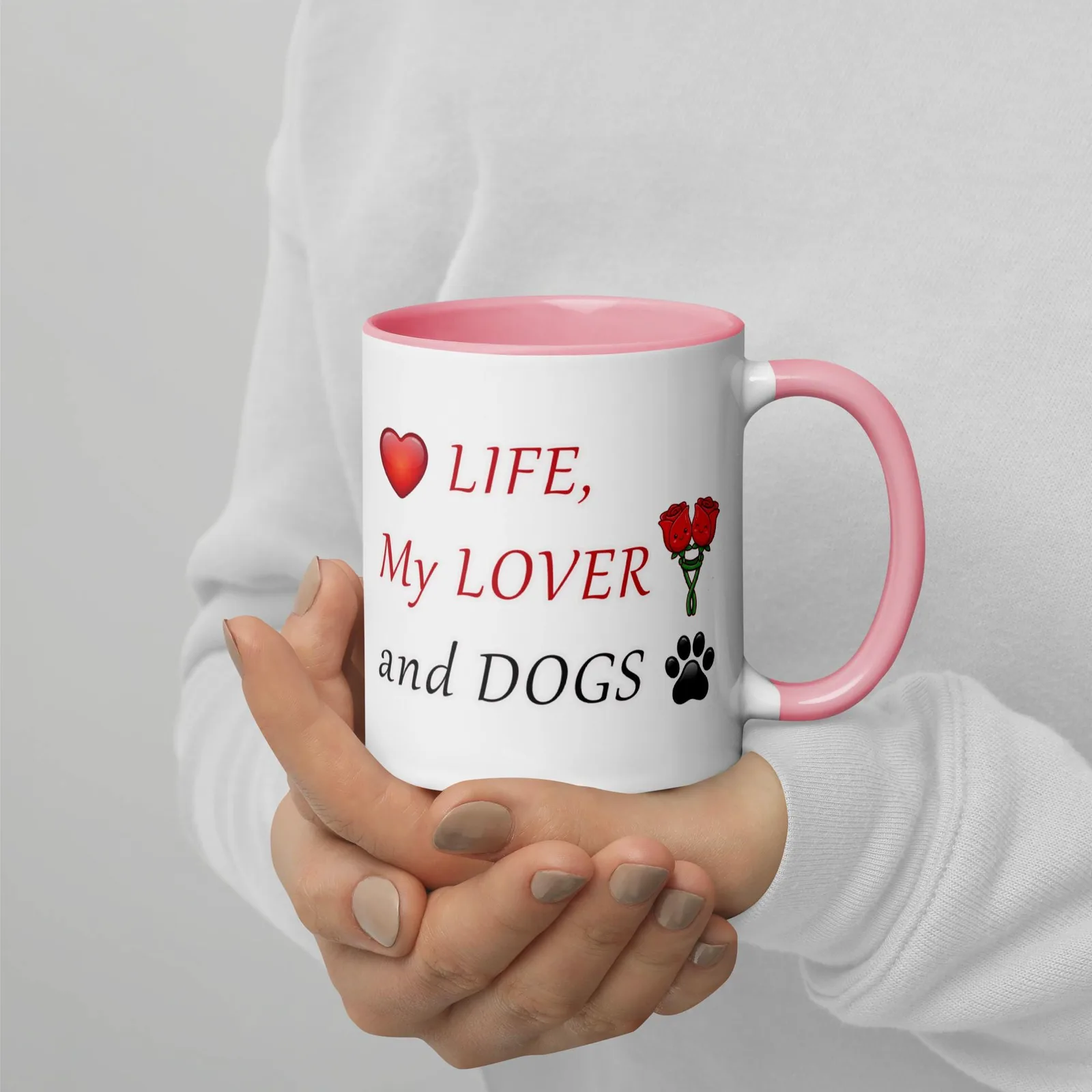 Love LIFE, My LOVER and DOGS - Romantic Colored Mug for Dog Lovers