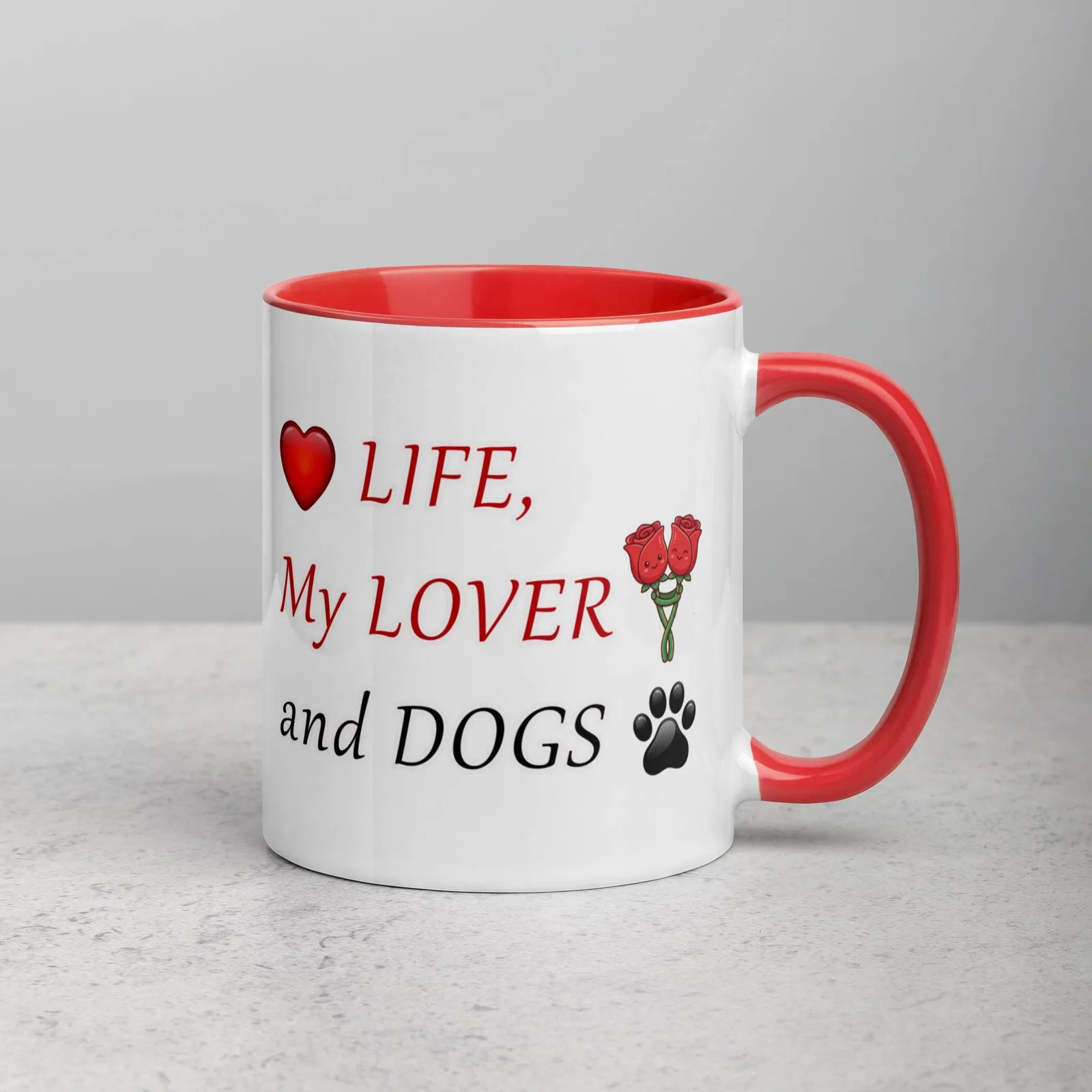 Love LIFE, My LOVER and DOGS - Romantic Colored Mug for Dog Lovers, photo 4