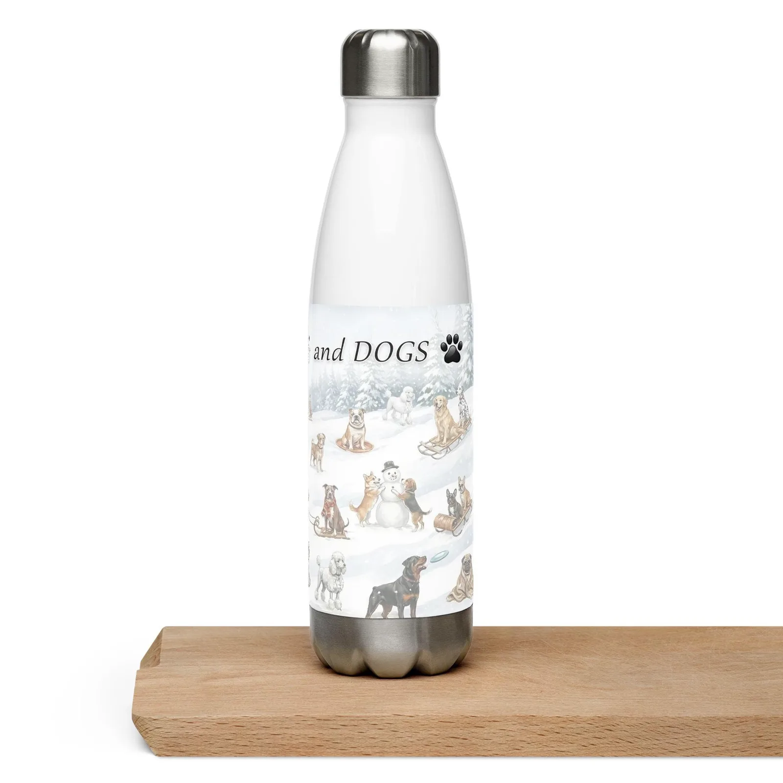Love LIFE, SNOW and DOGS - Dog Lover Stainless Steel Water Bottle — 17 oz, photo 7
