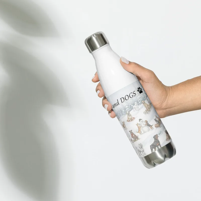 Love LIFE, SNOW and DOGS - Dog Lover Stainless Steel Water Bottle — 17 oz