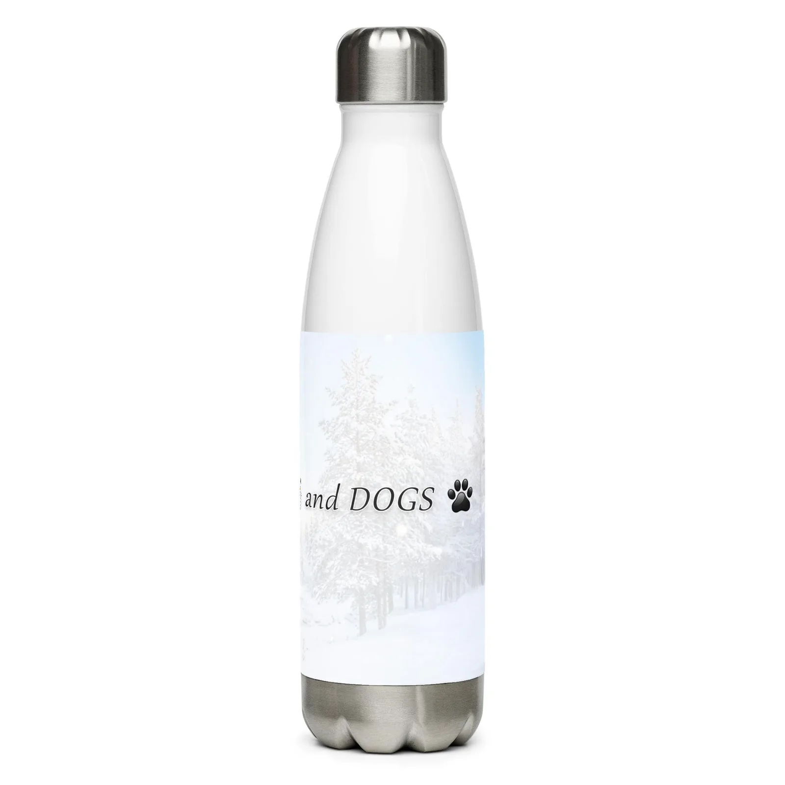 Love LIFE, SNOW and DOGS Stainless Steel Water Bottle — 17 oz, photo 3
