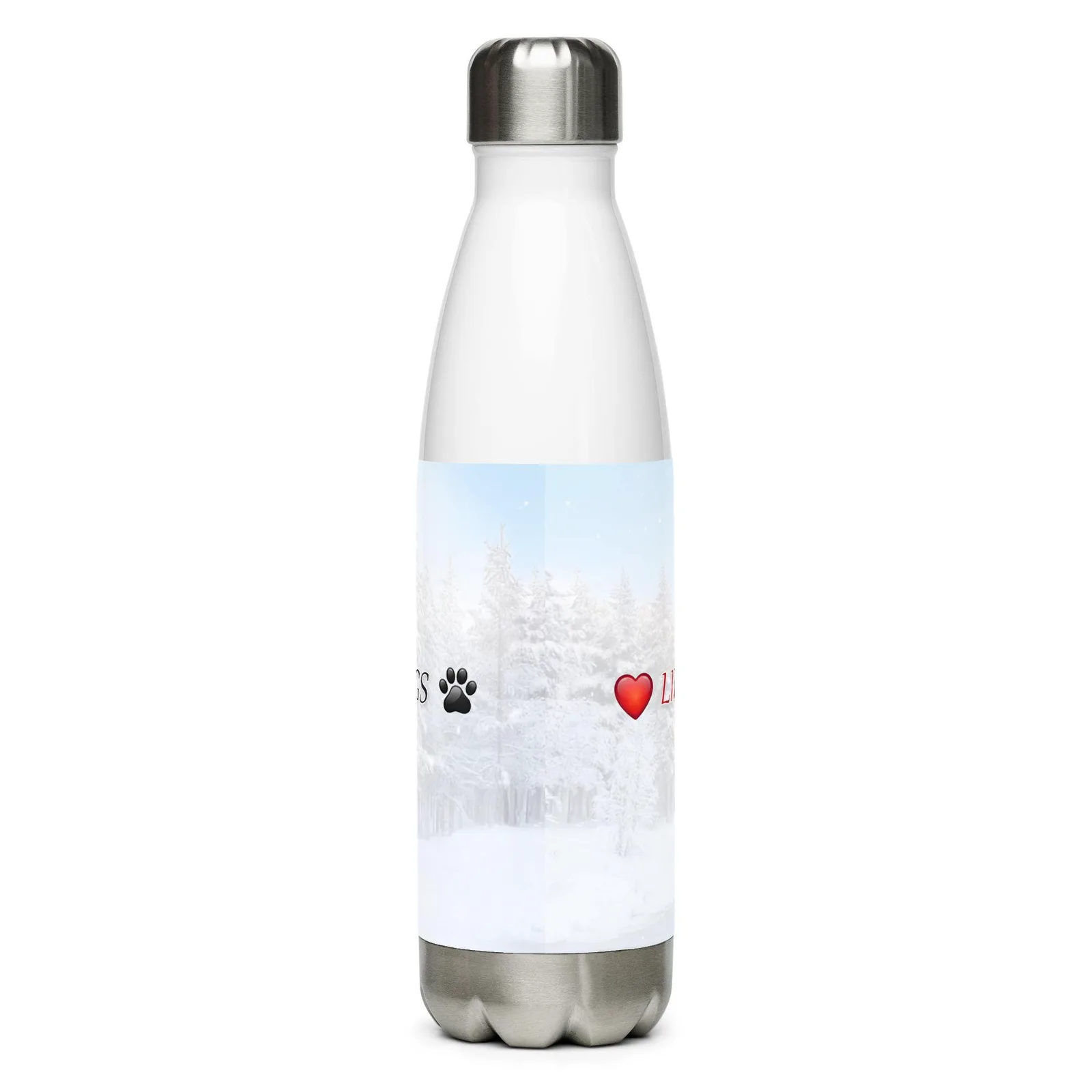 Love LIFE, SNOW and DOGS Stainless Steel Water Bottle — 17 oz, photo 4