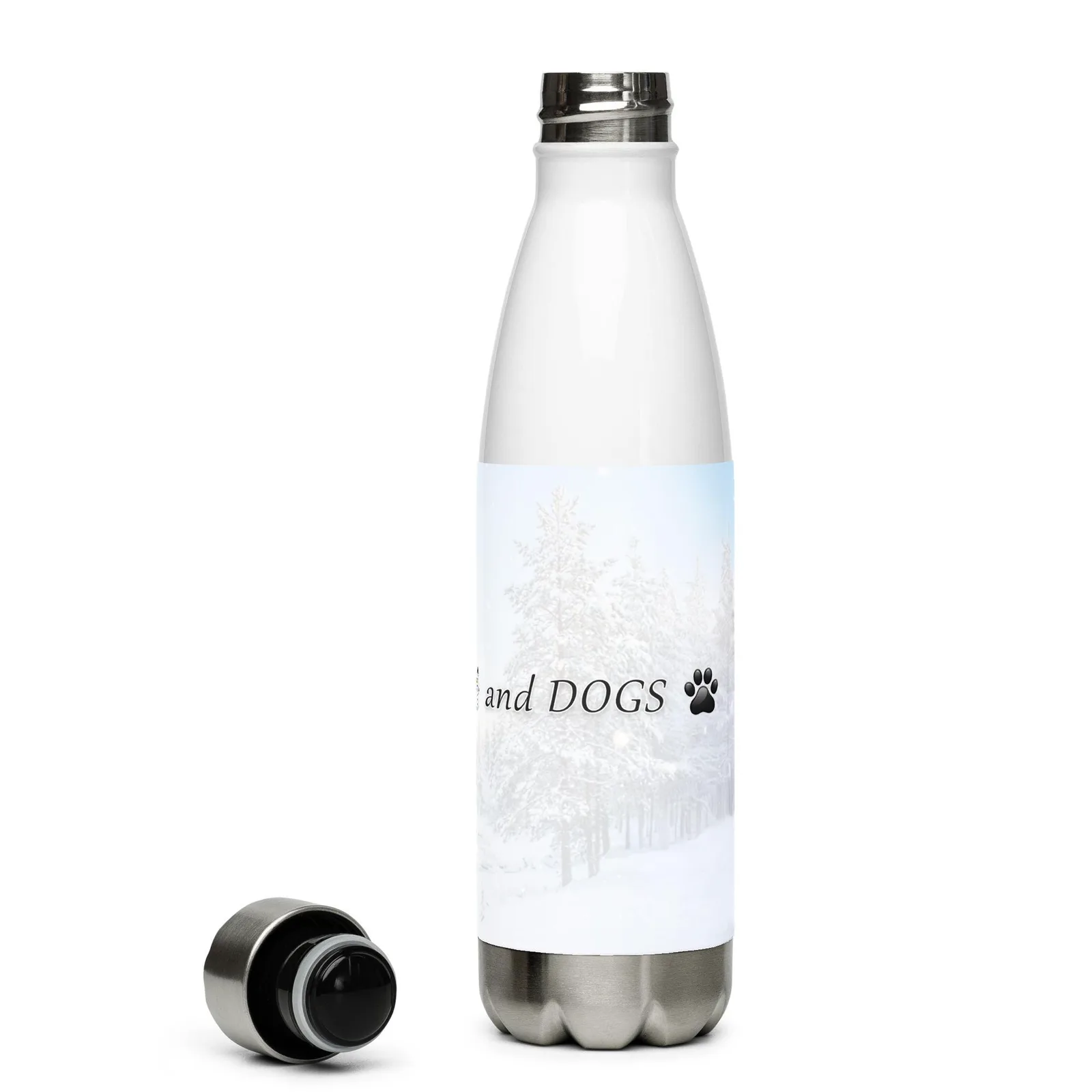 Love LIFE, SNOW and DOGS Stainless Steel Water Bottle — 17 oz, photo 5