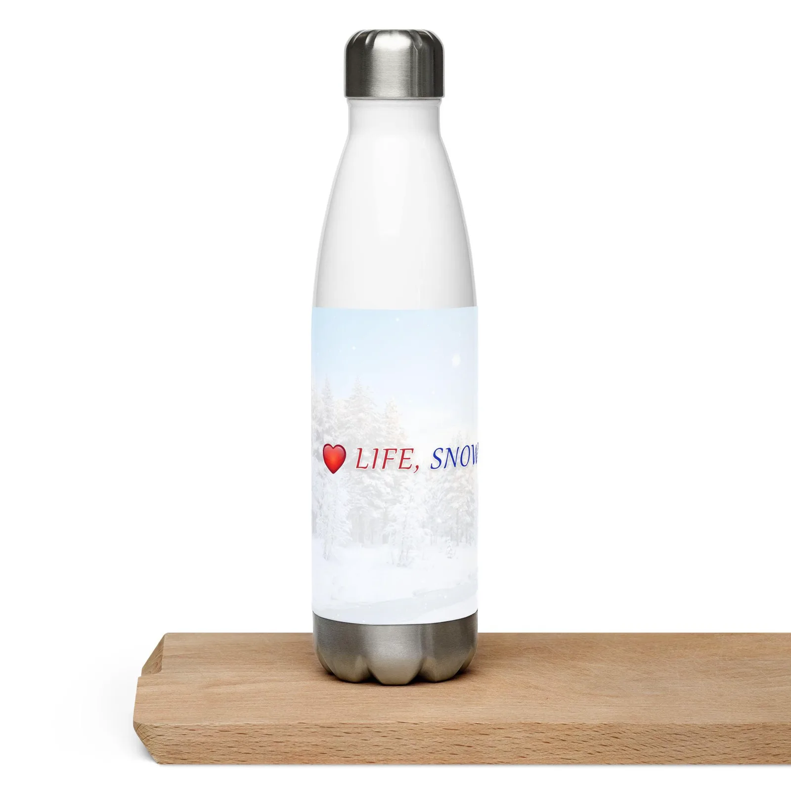 Love LIFE, SNOW and DOGS Stainless Steel Water Bottle — 17 oz, photo 6