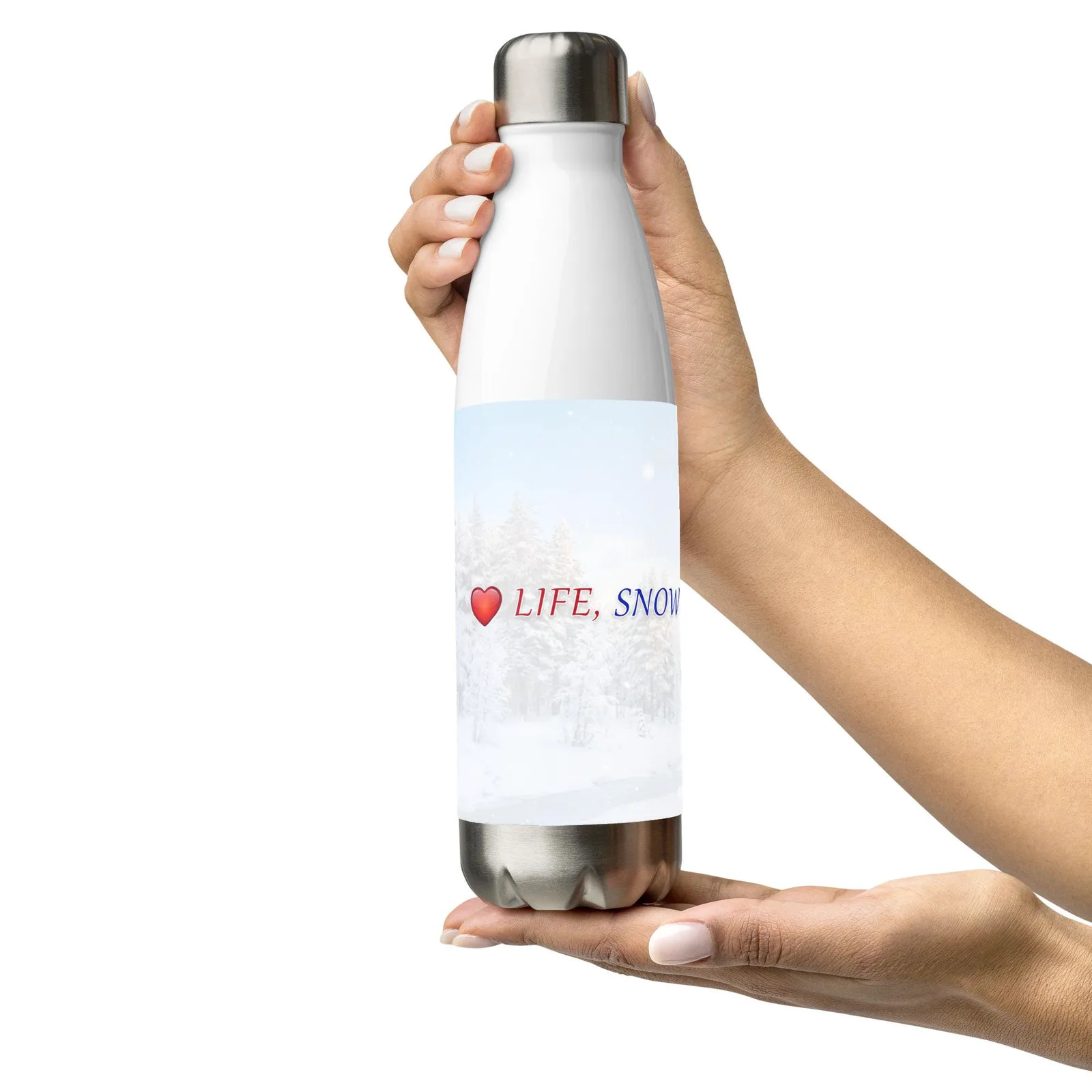 Love LIFE, SNOW and DOGS Stainless Steel Water Bottle — 17 oz, photo 7