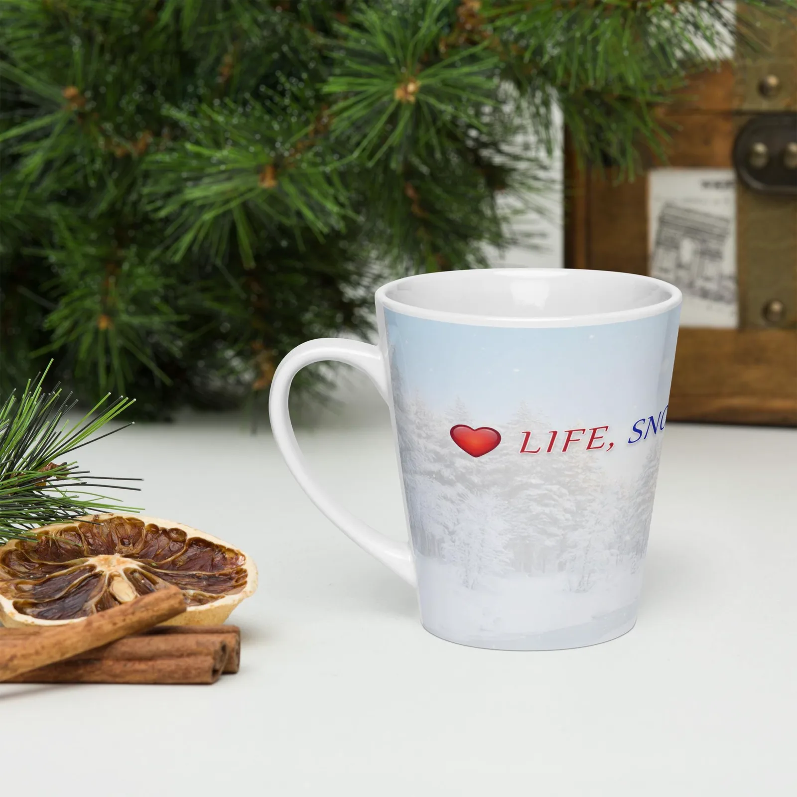 Love Life Snow Dogs Latte Mug, Cozy Winter Coffee Cup, photo 6