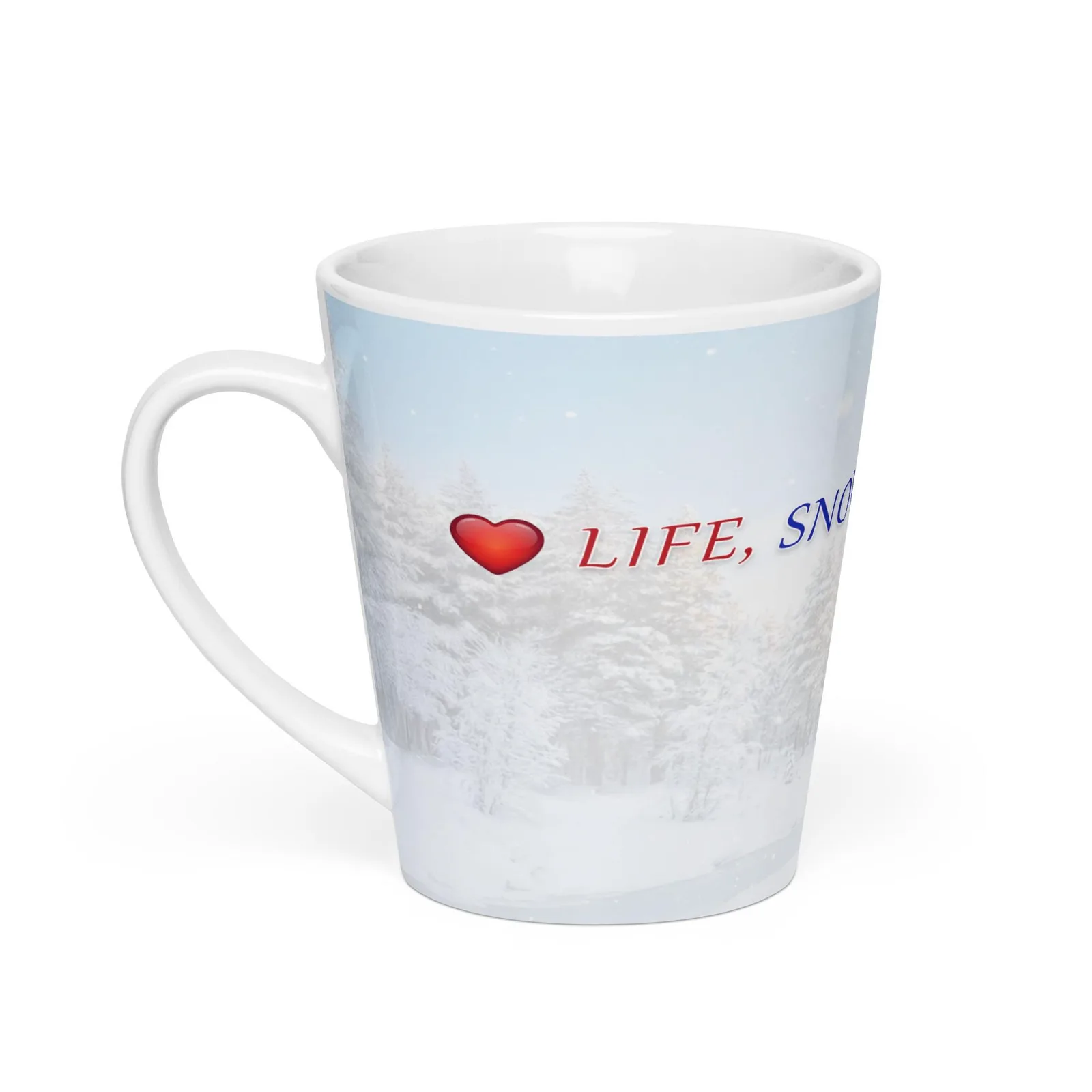 Love Life Snow Dogs Latte Mug, Cozy Winter Coffee Cup
