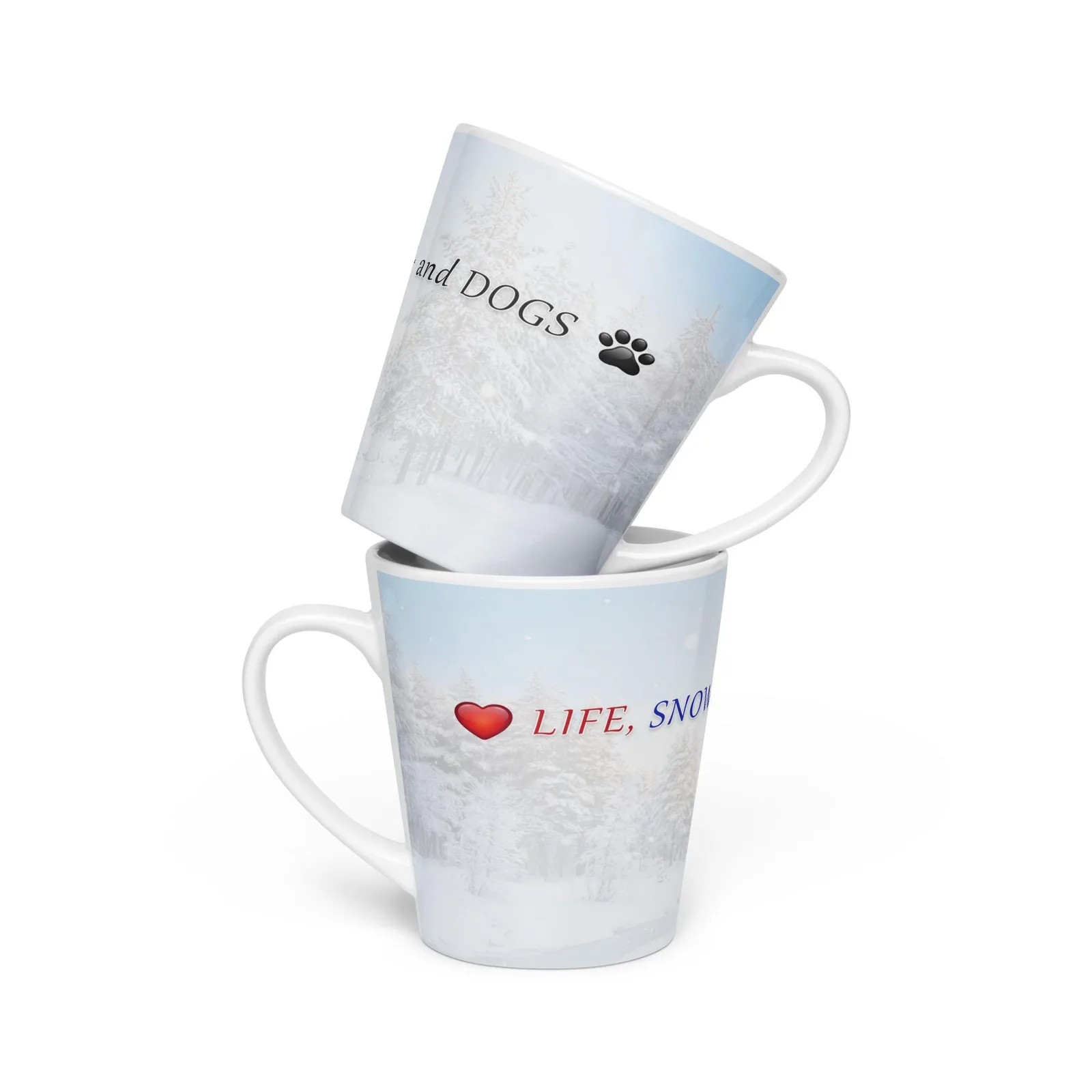 Love Life Snow Dogs Latte Mug, Cozy Winter Coffee Cup, photo 5