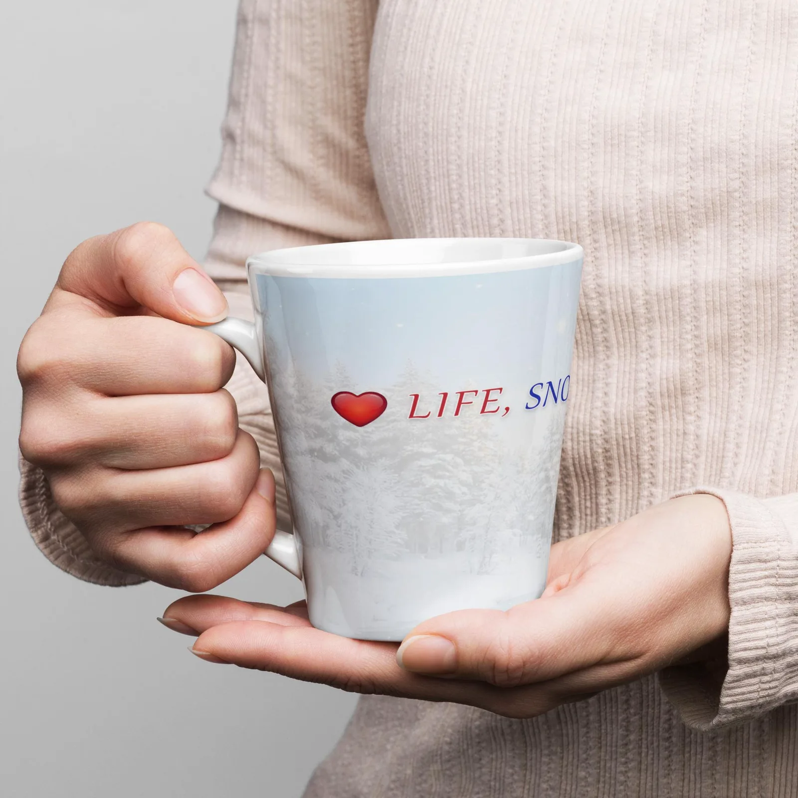 Love Life Snow Dogs Latte Mug, Cozy Winter Coffee Cup, photo 4