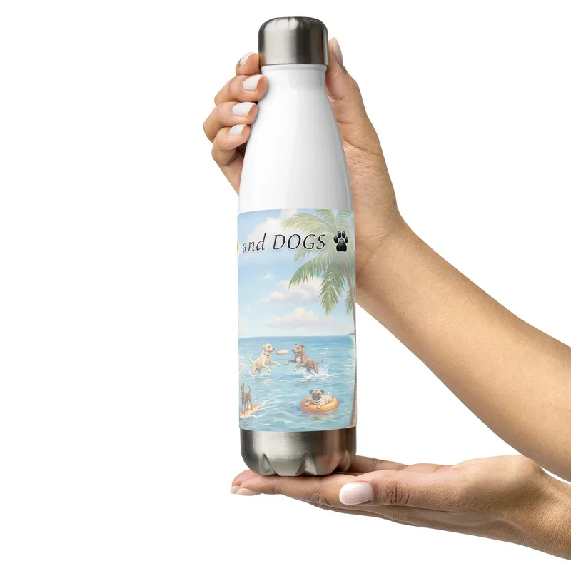 Love LIFE, SUN and DOGS - Dog Lover Stainless Steel Water Bottle — 17 oz