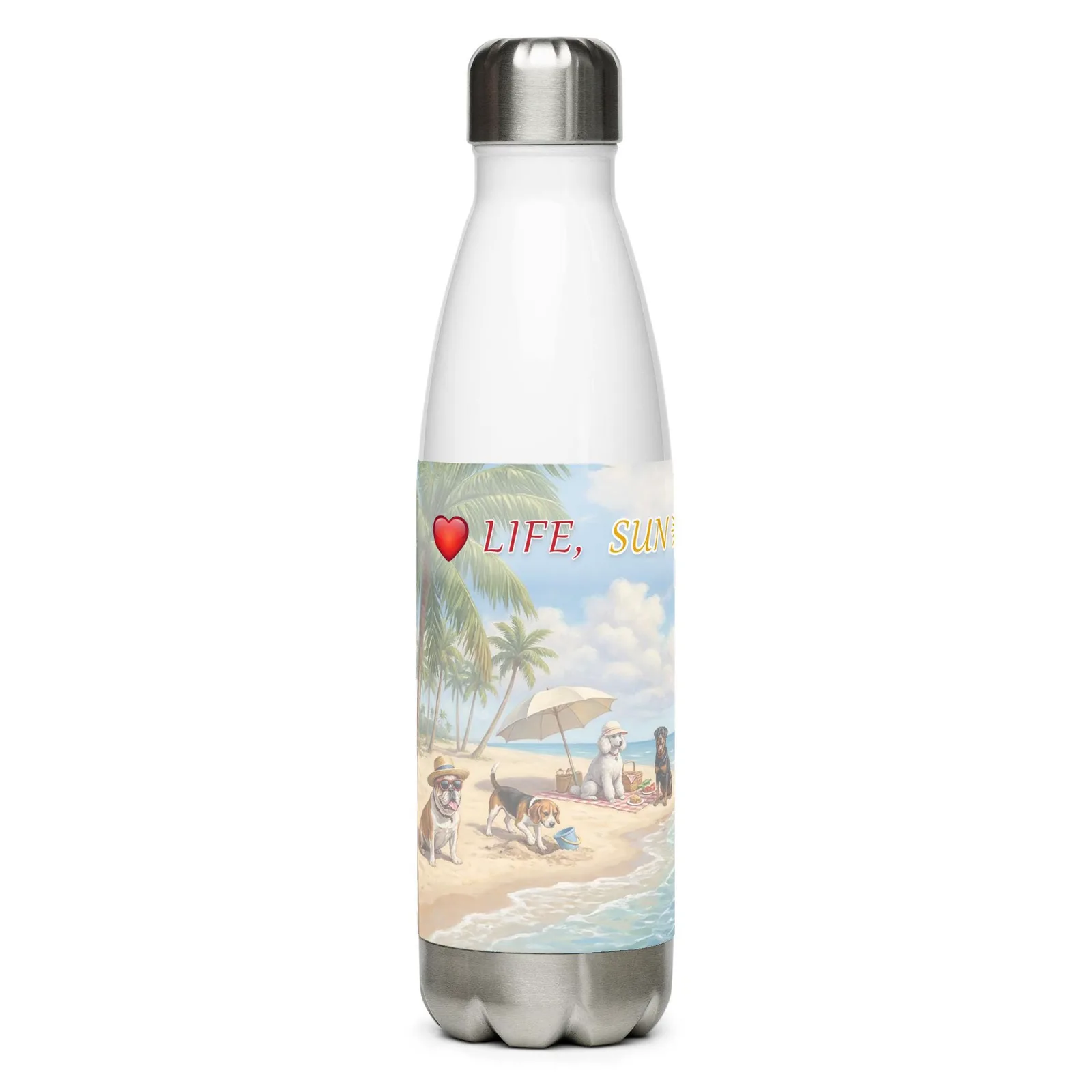 Love LIFE, SUN and DOGS - Dog Lover Stainless Steel Water Bottle — 17 oz, photo 2