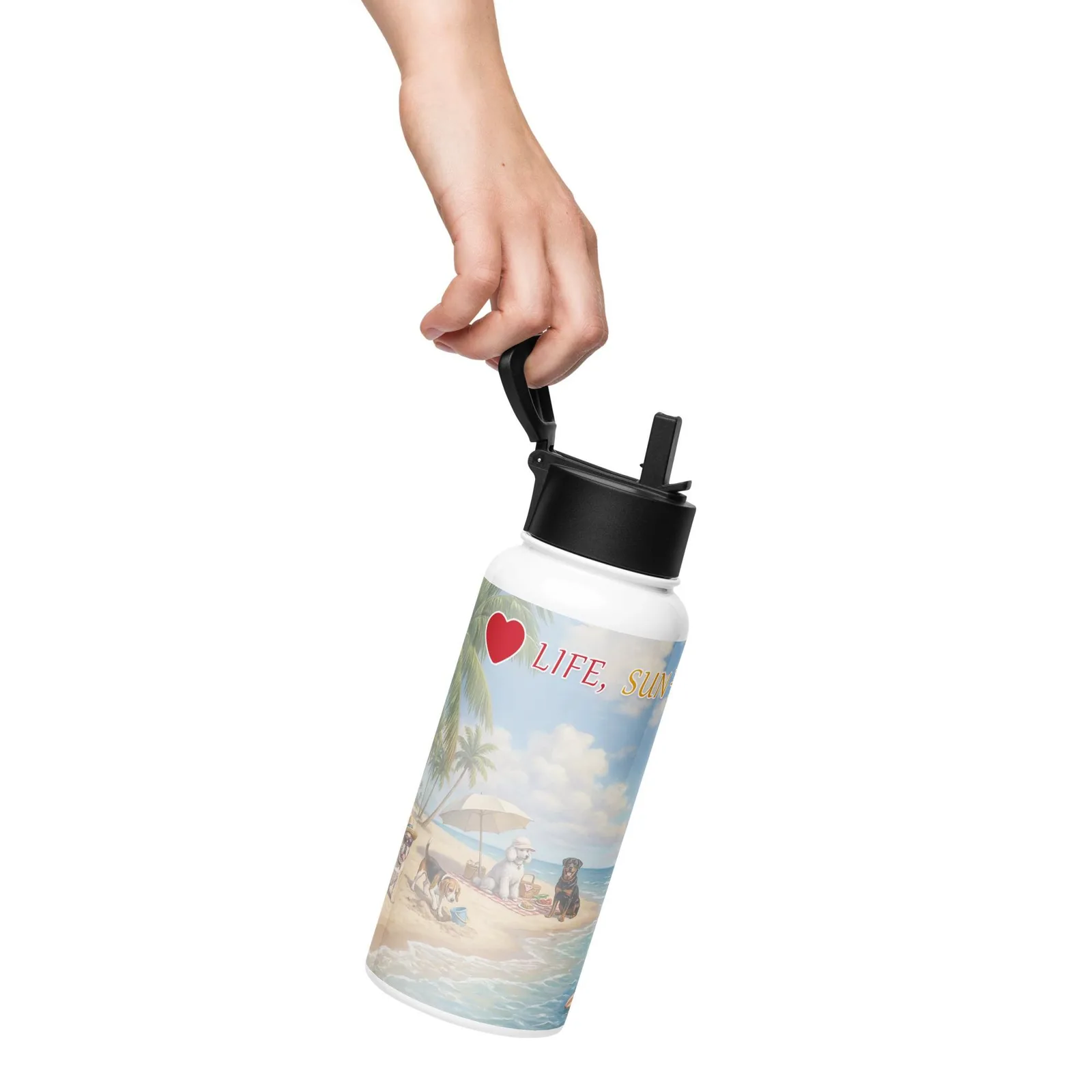 Love Life, Sun, and Dogs Water Bottle – 32 oz Stainless Steel Bottle for Dog Lovers, photo 8