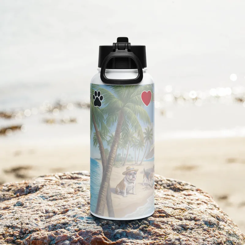 Love Life, Sun, and Dogs Water Bottle – 32 oz Stainless Steel Bottle for Dog Lovers