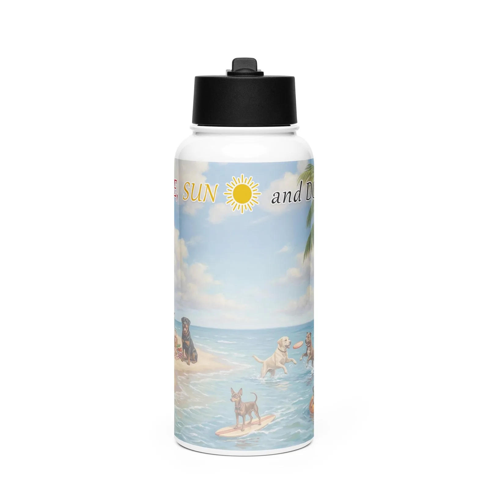 Love Life, Sun, and Dogs Water Bottle – 32 oz Stainless Steel Bottle for Dog Lovers, photo 3