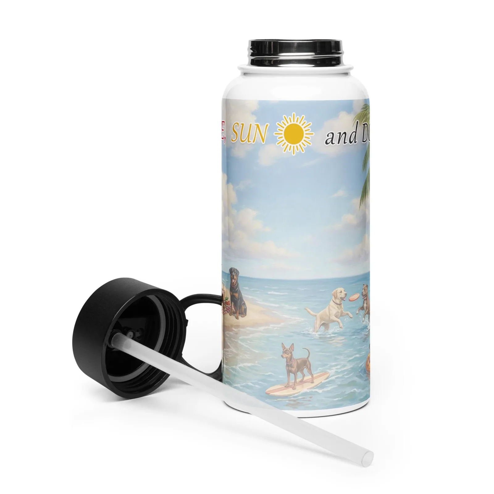 Love Life, Sun, and Dogs Water Bottle – 32 oz Stainless Steel Bottle for Dog Lovers, photo 6