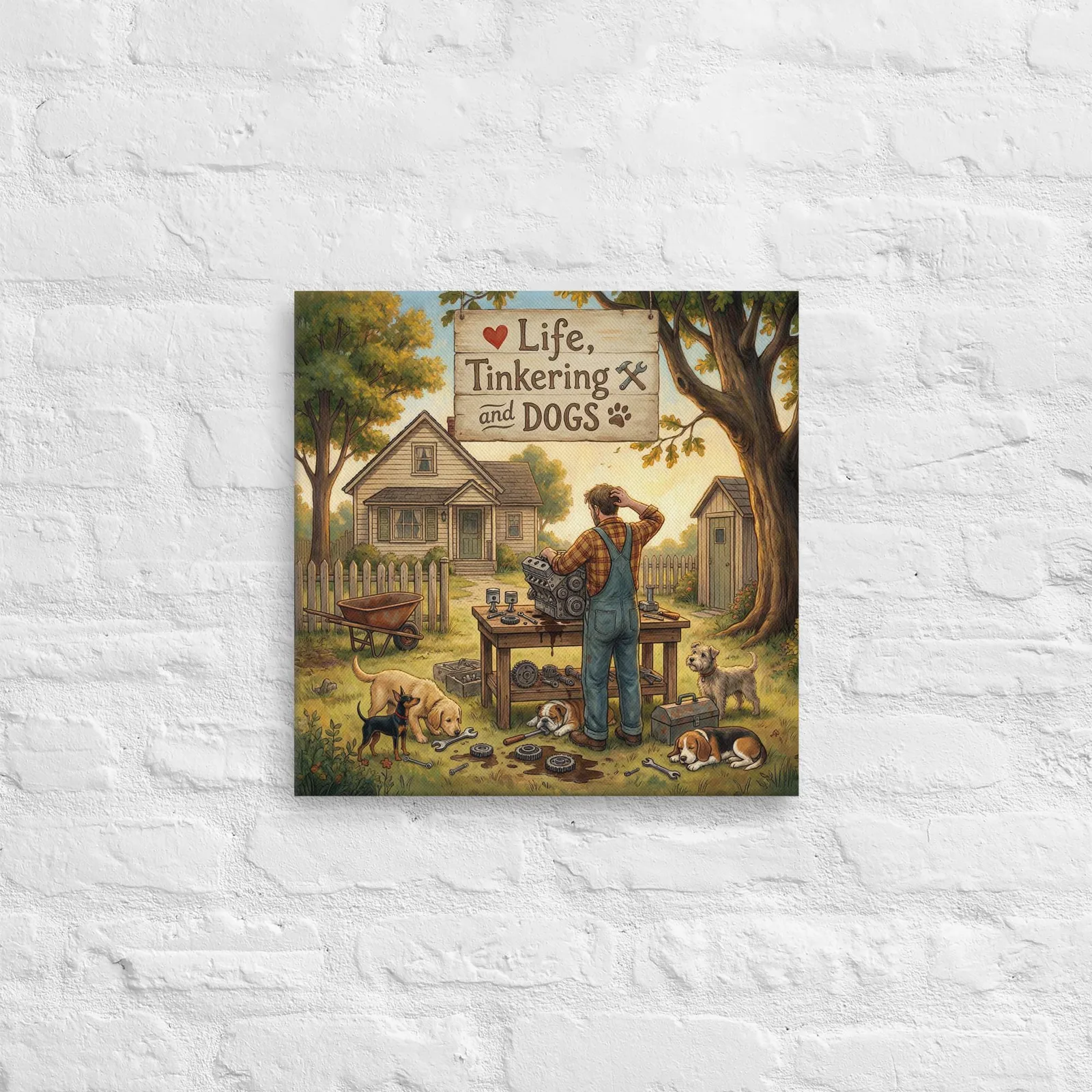 Love LIFE, TINKERING and DOGS - Dog Lover Canvas Print — 16" x 16", photo 5