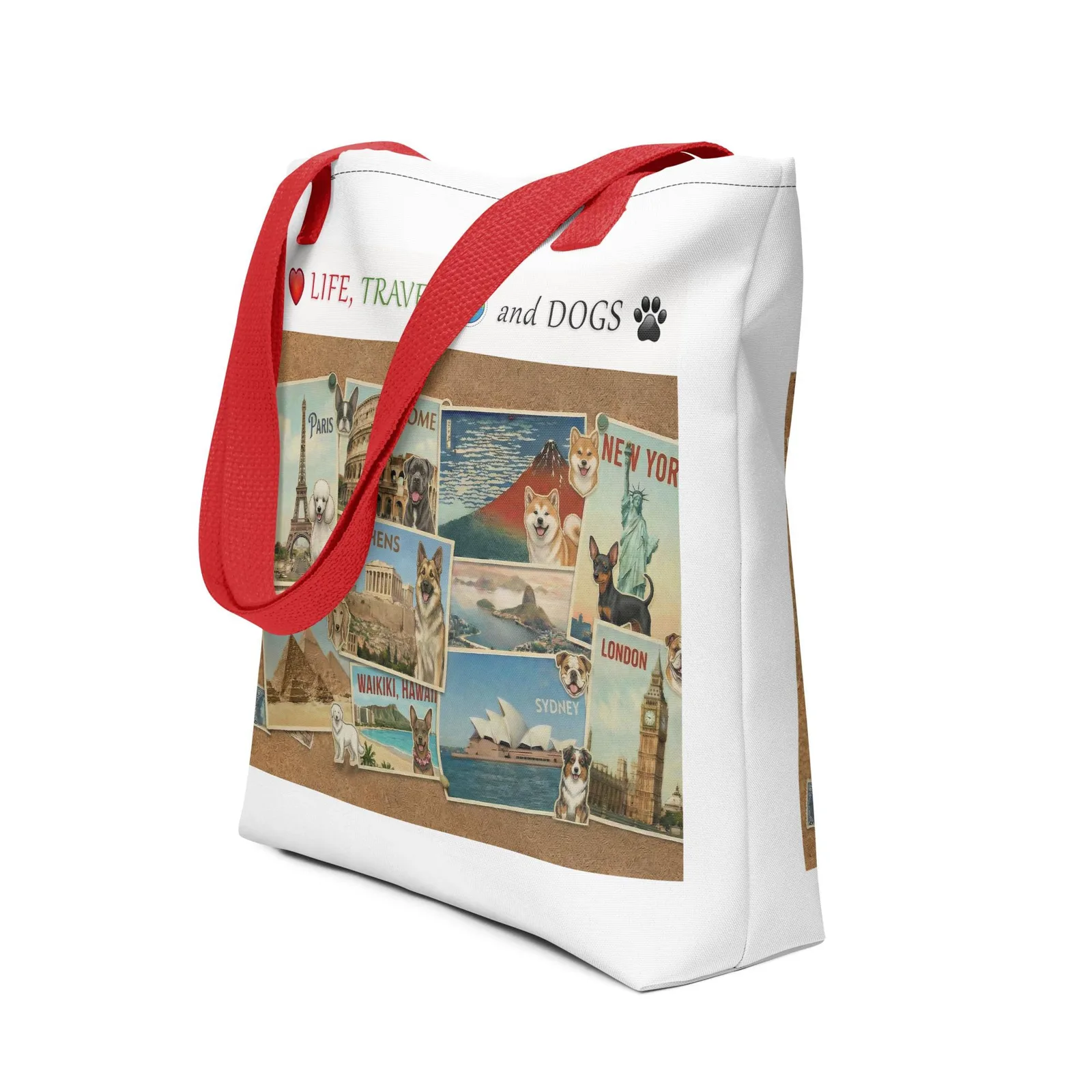 Love LIFE, TRAVEL and DOGS - Dog Lover Tote Bag — 15" x 15", photo 2