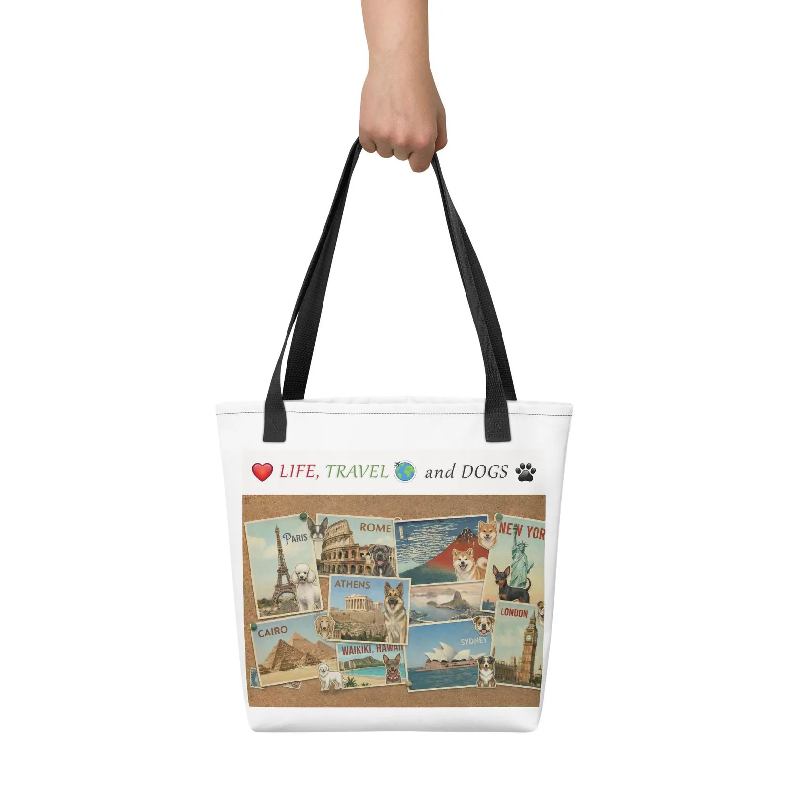 Love LIFE, TRAVEL and DOGS - Dog Lover Tote Bag — 15" x 15", photo 8