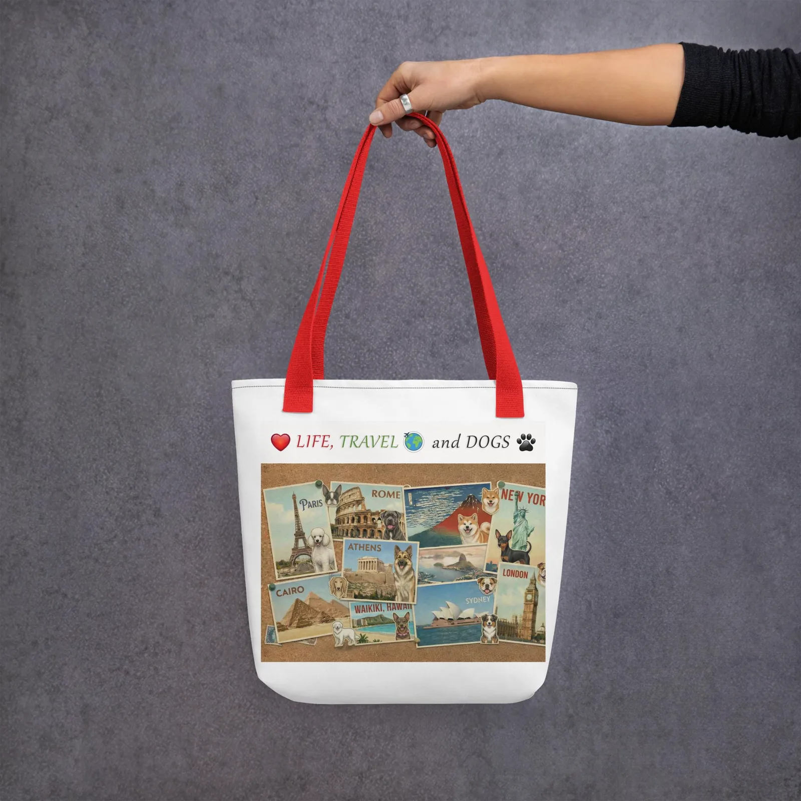 Love LIFE, TRAVEL and DOGS - Dog Lover Tote Bag — 15" x 15", photo 7
