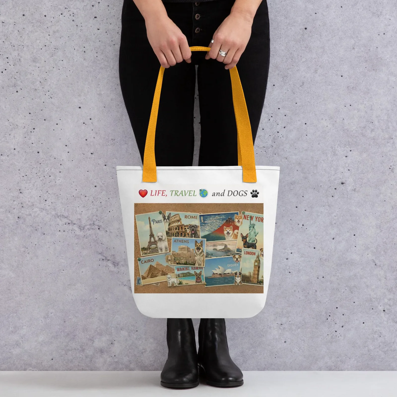 Love LIFE, TRAVEL and DOGS - Dog Lover Tote Bag — 15" x 15", photo 6