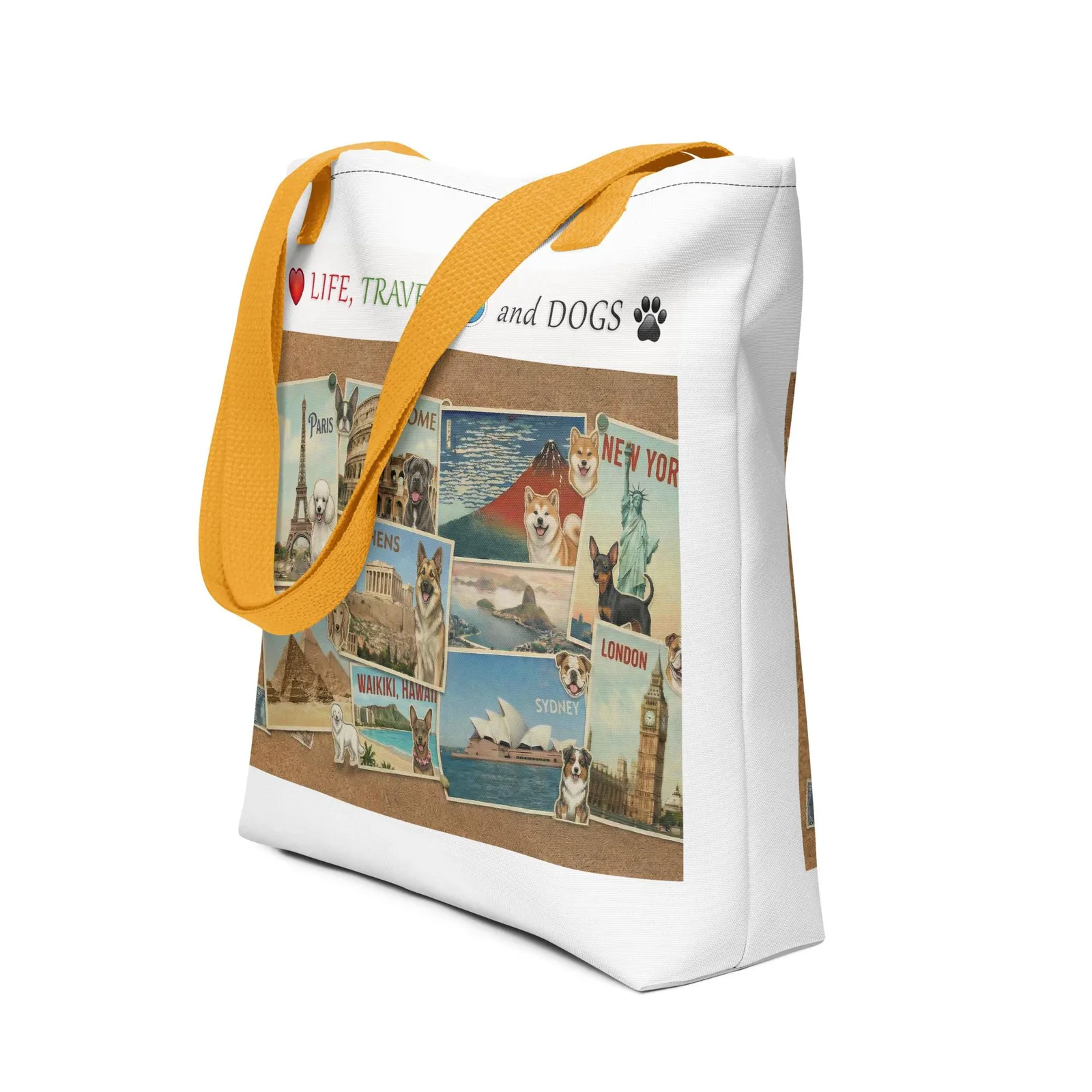 Love LIFE, TRAVEL and DOGS - Dog Lover Tote Bag — 15" x 15", photo 3
