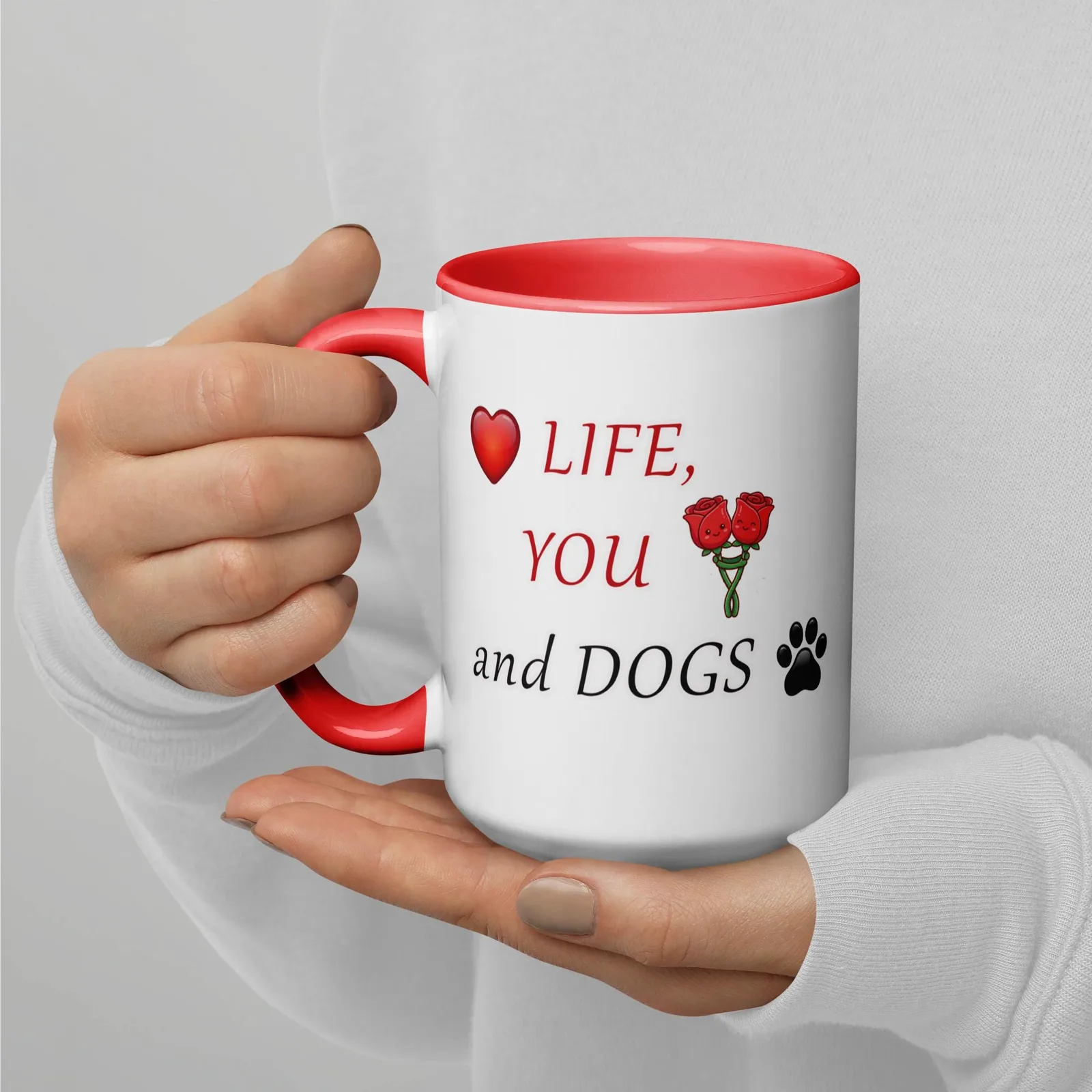 Love LIFE, YOU and DOGS - Romantic Colored Mug for Dog Lovers, photo 2