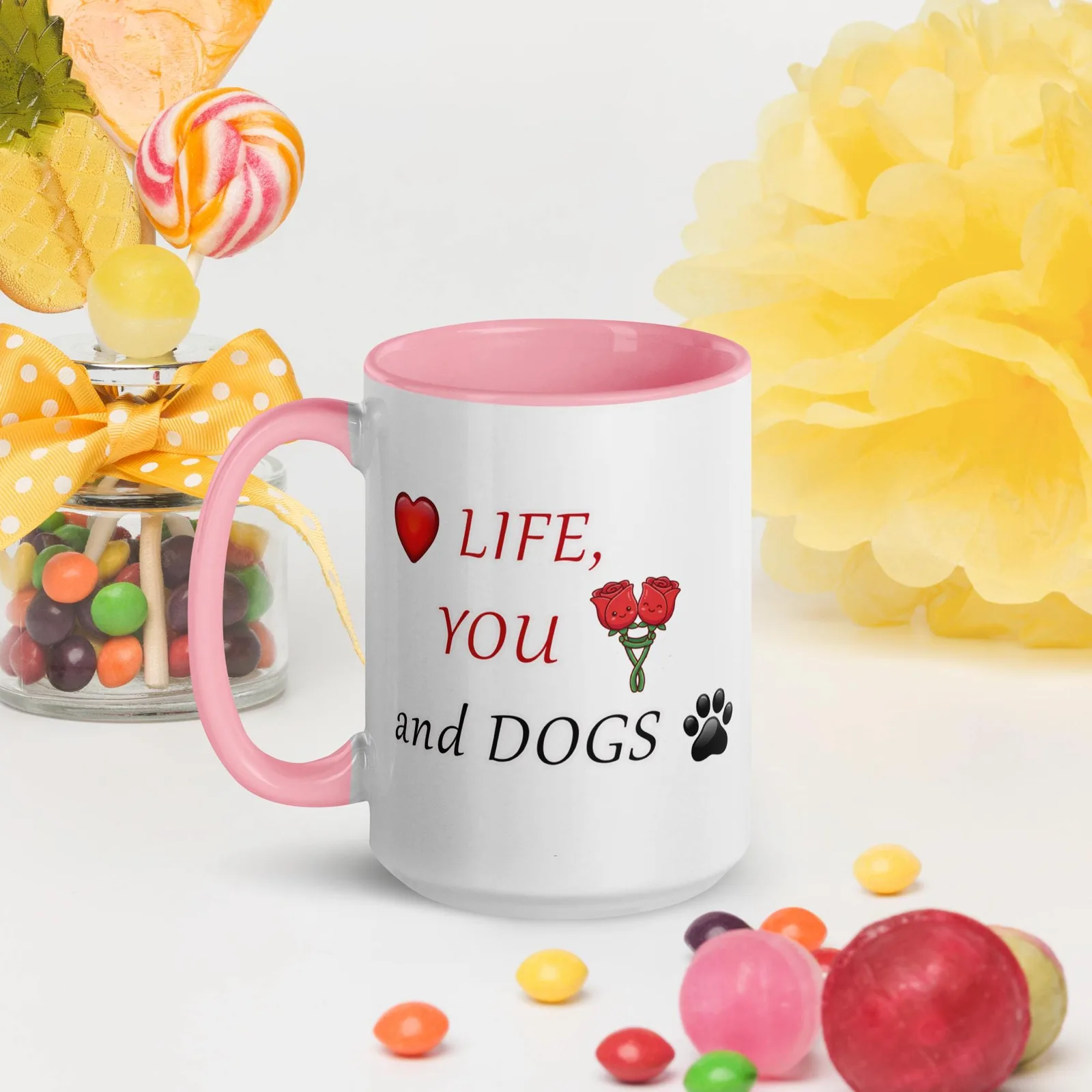 Love LIFE, YOU and DOGS - Romantic Colored Mug for Dog Lovers, photo 7