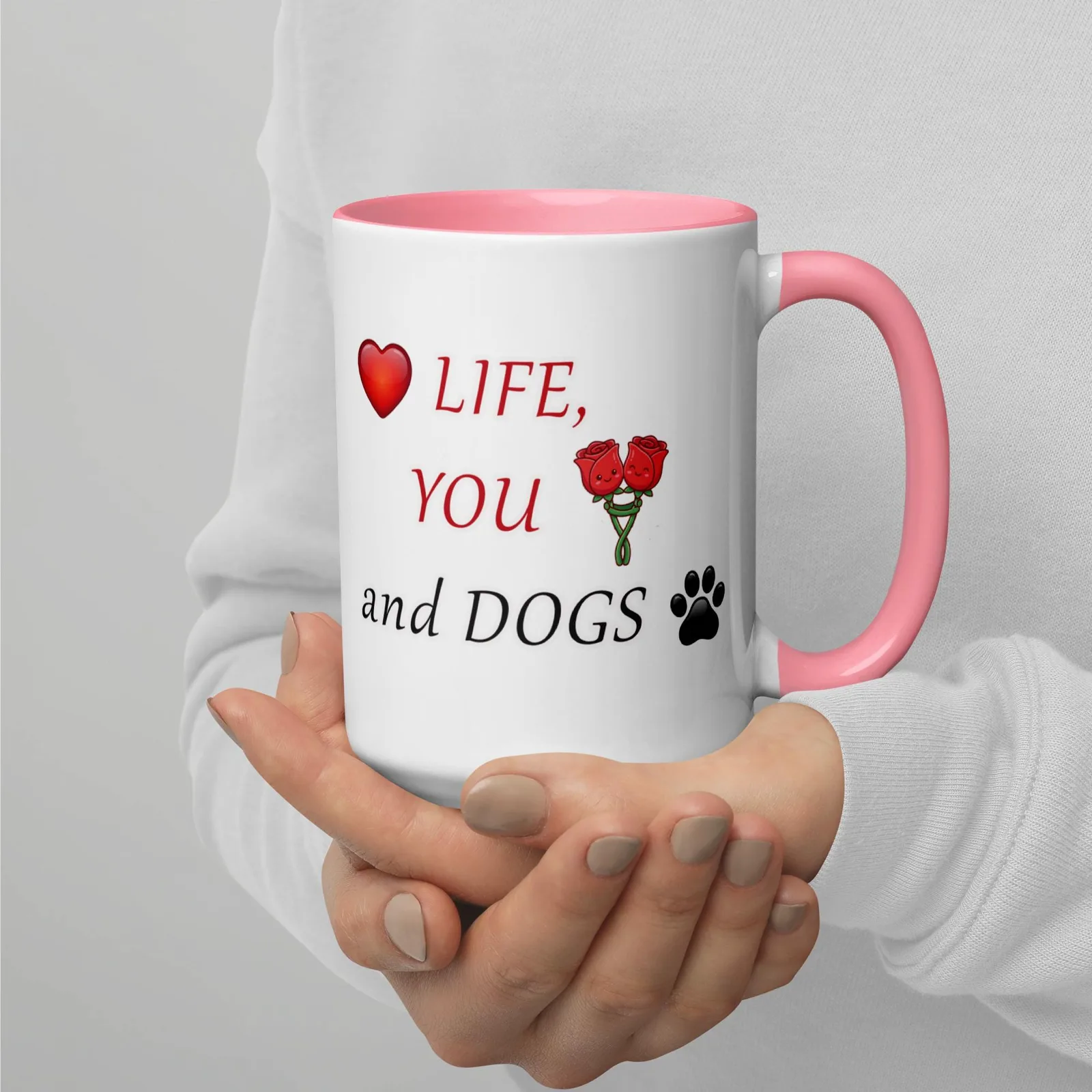 Love LIFE, YOU and DOGS - Romantic Colored Mug for Dog Lovers