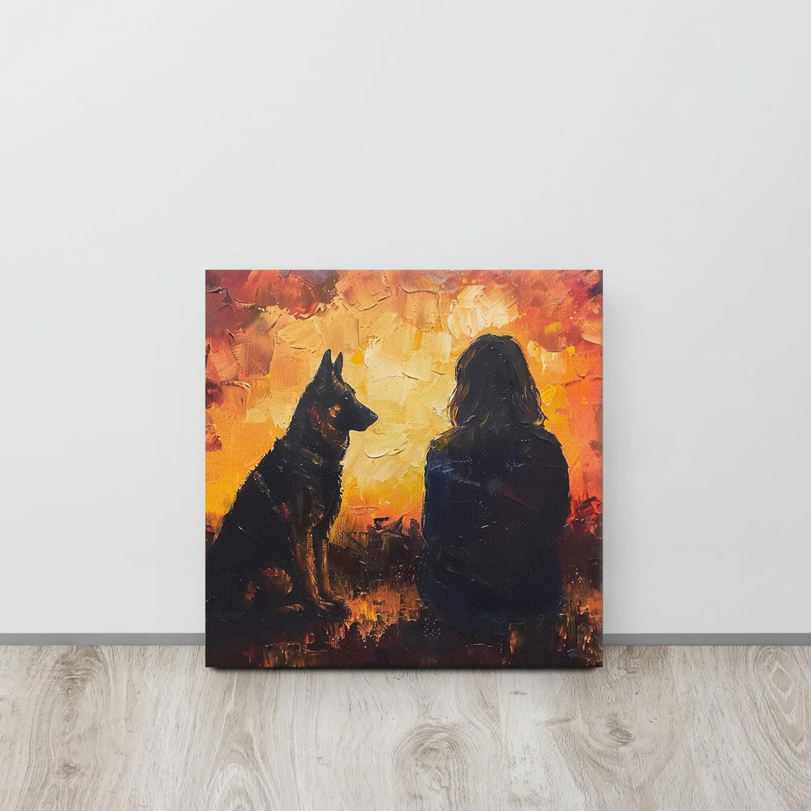 Loyal Companion Thin Canvas: German Shepherd and Woman Decor Wall Art, photo 5
