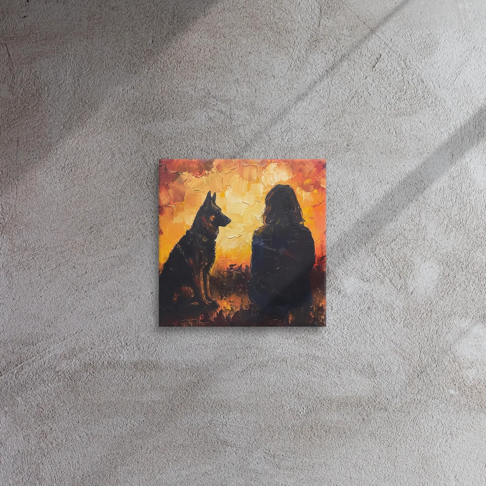 Loyal Companion Thin Canvas: German Shepherd and Woman Decor Wall Art, photo 6