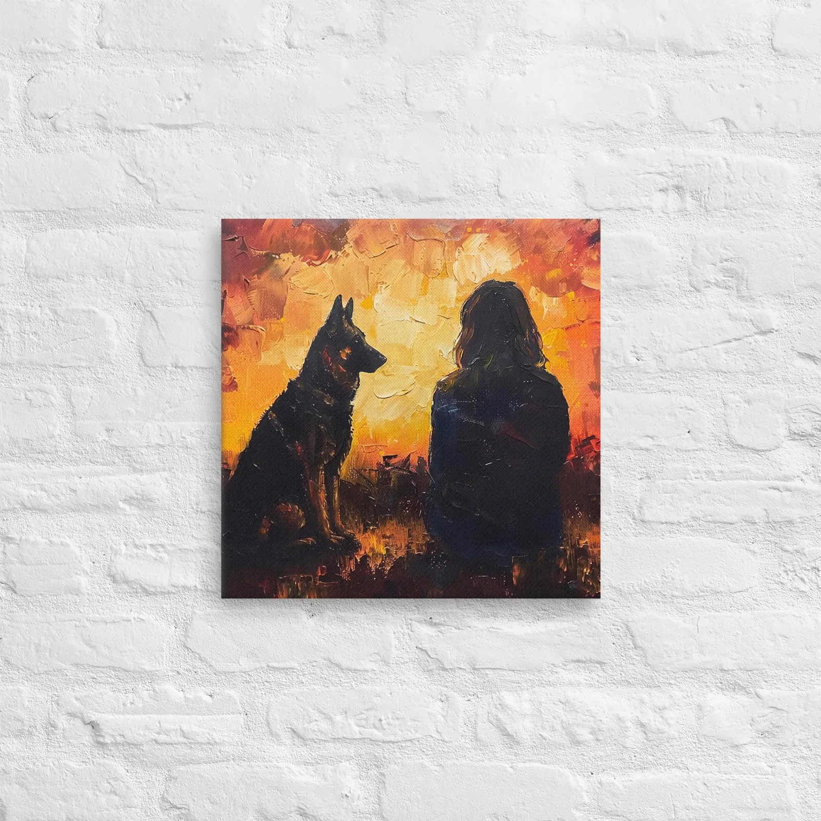 Loyal Companion Thin Canvas: German Shepherd and Woman Decor Wall Art, photo 3