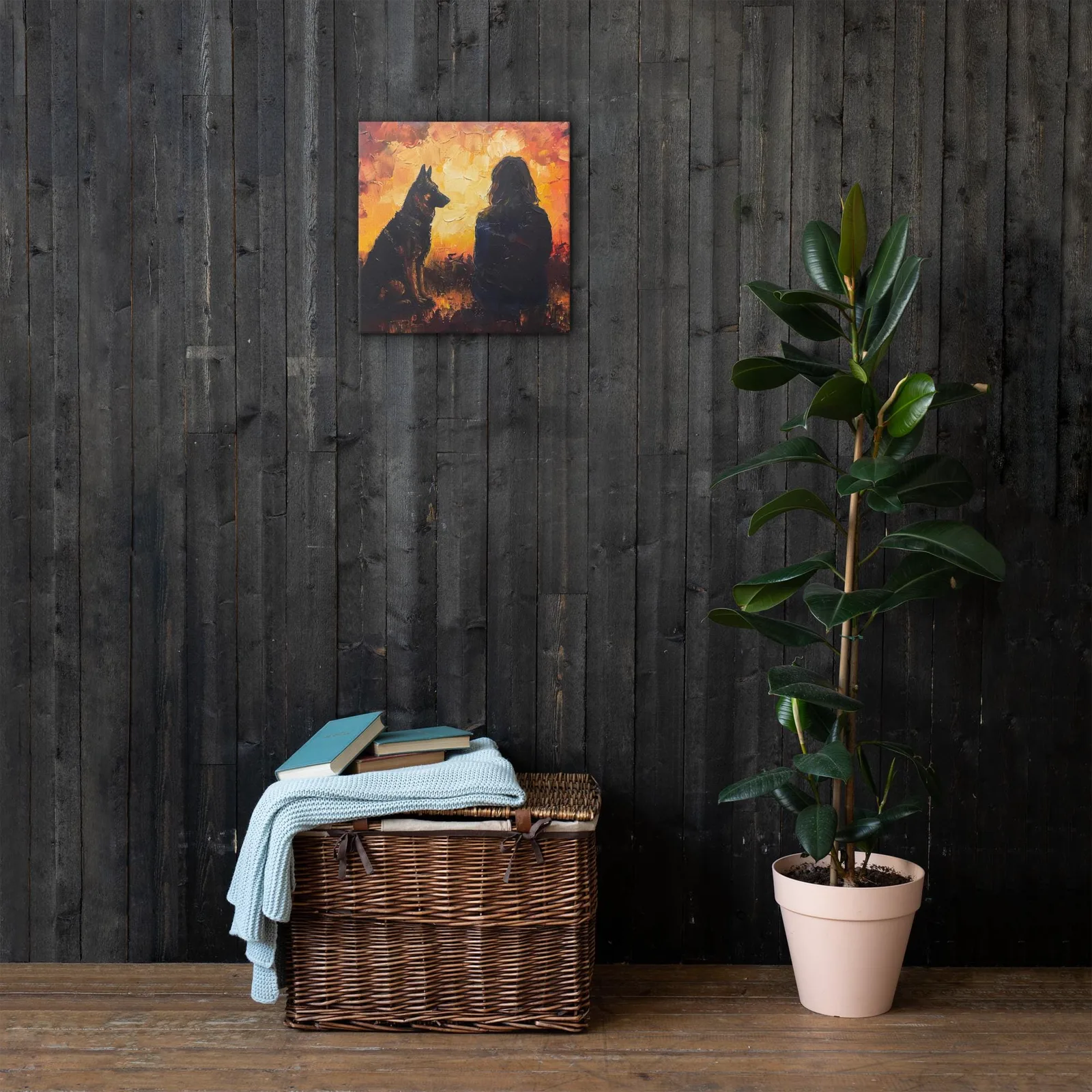 Loyal Companion Thin Canvas: German Shepherd and Woman Decor Wall Art, photo 9