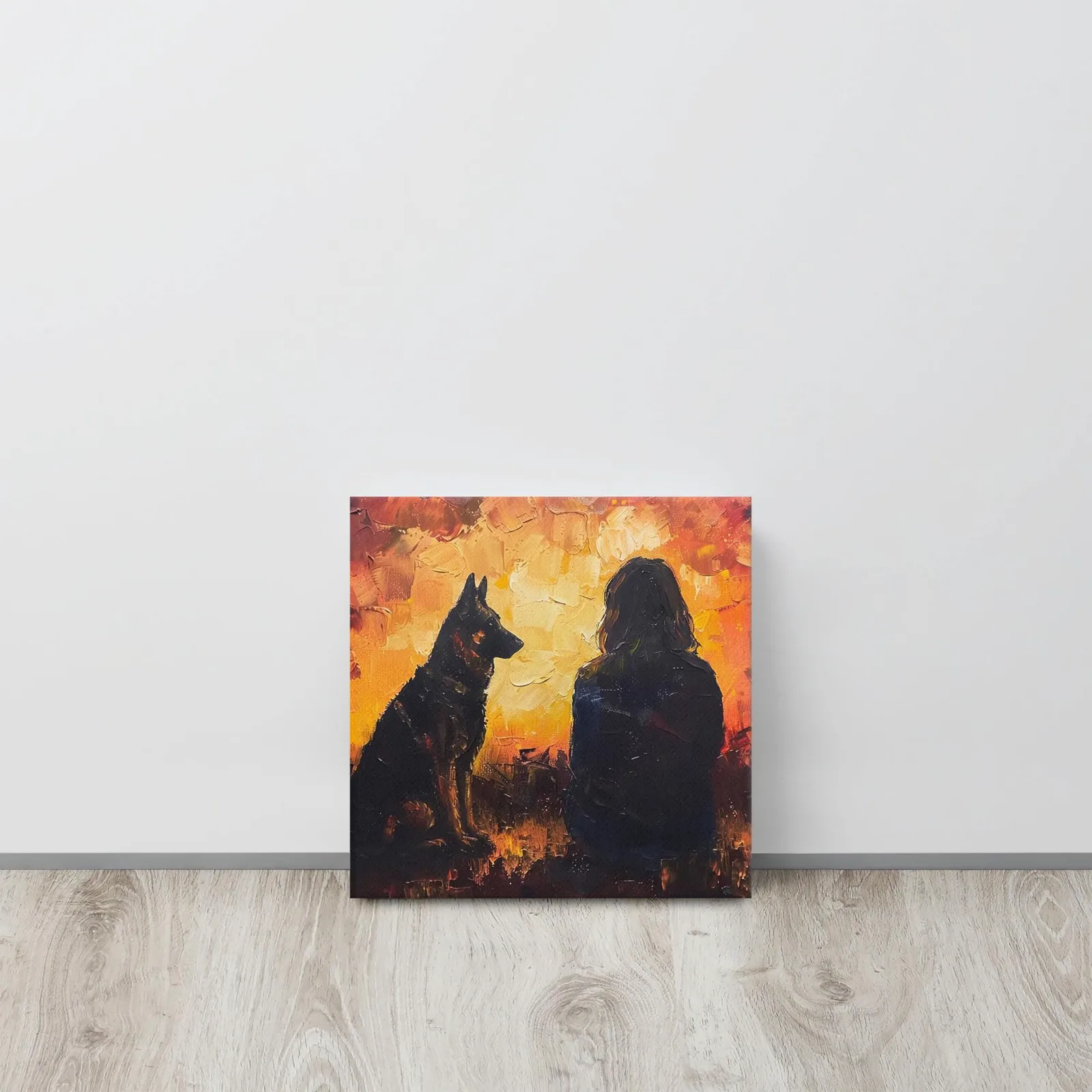 Loyal Companion Thin Canvas: German Shepherd and Woman Decor Wall Art, photo 4