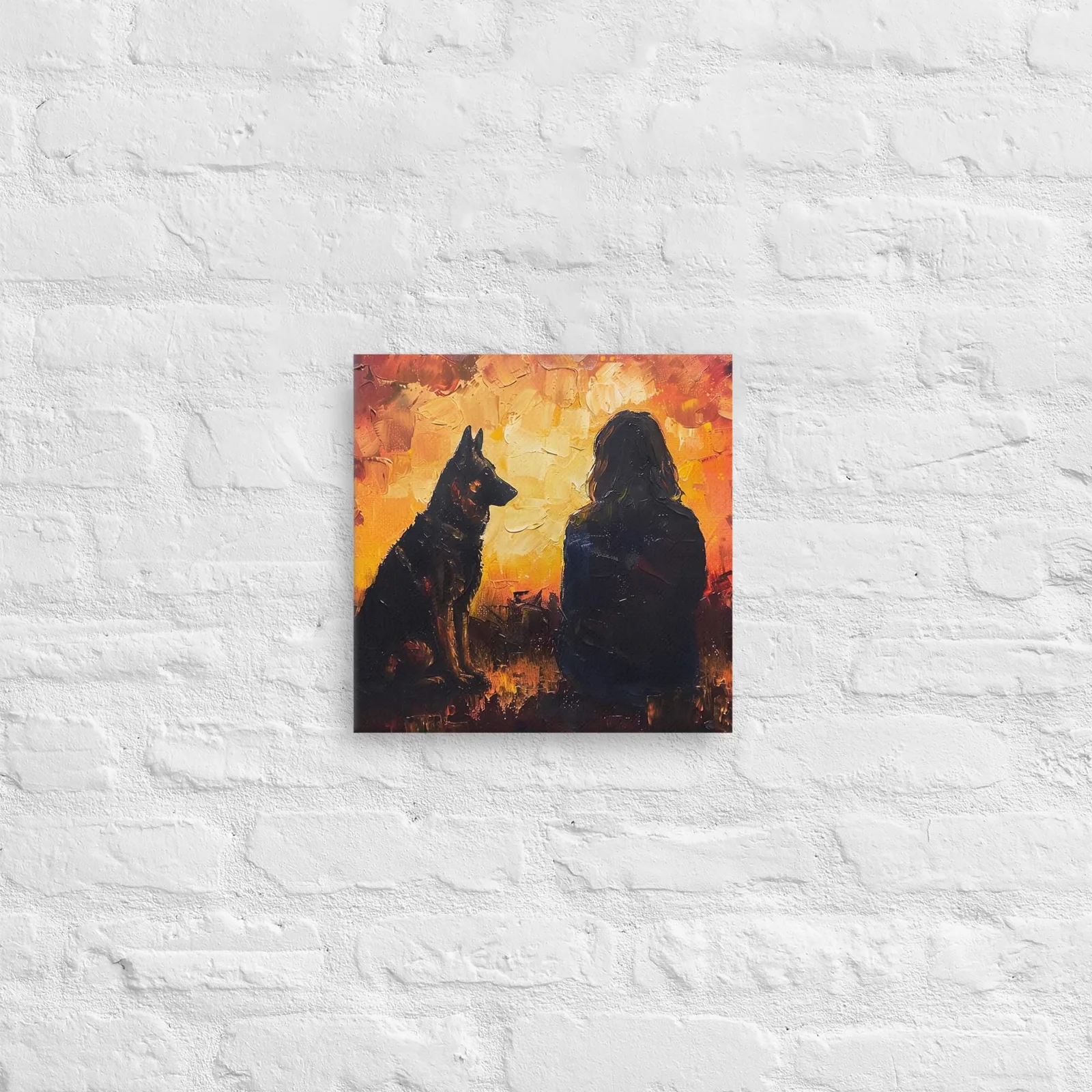 Loyal Companion Thin Canvas: German Shepherd and Woman Decor Wall Art, photo 2