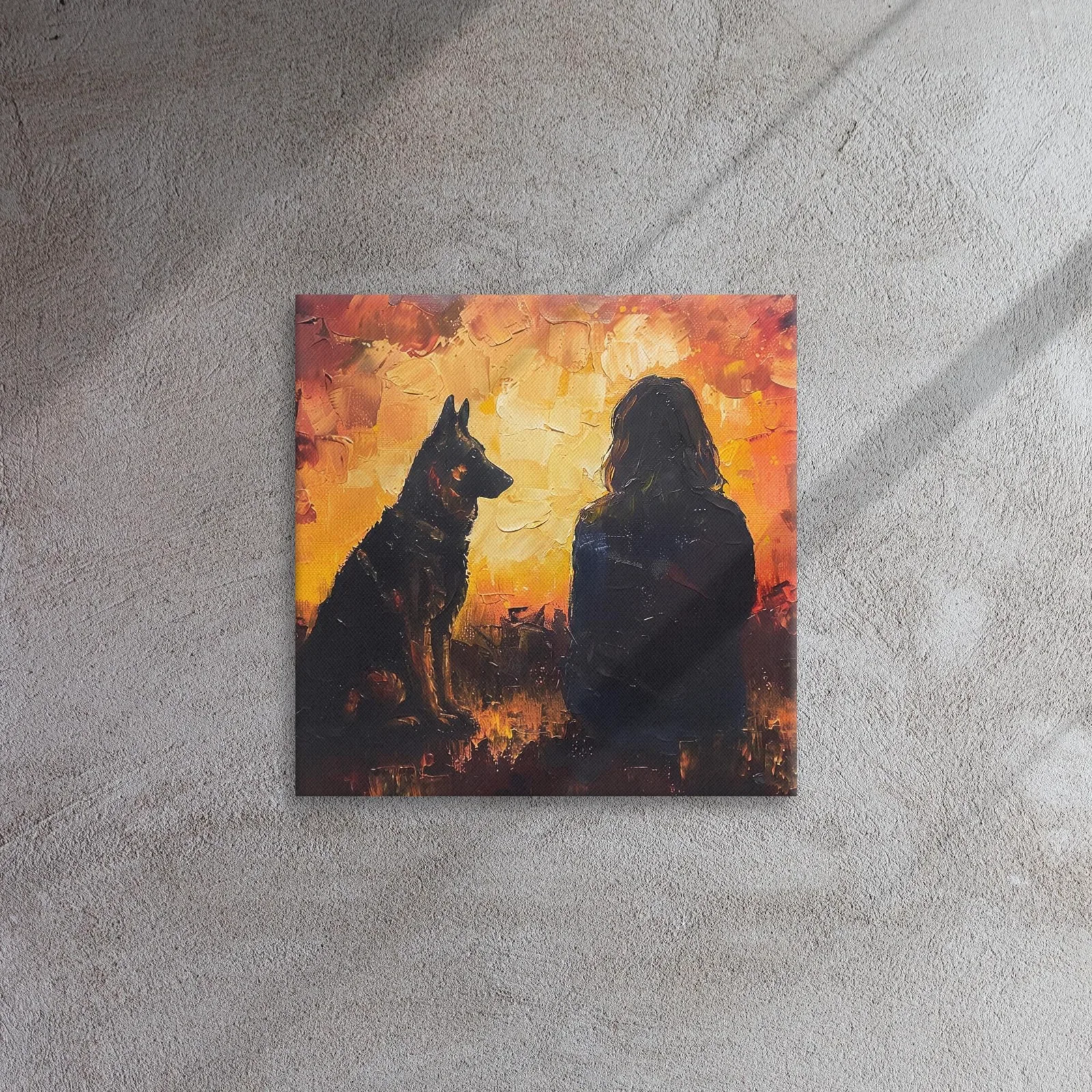 Loyal Companion Thin Canvas: German Shepherd and Woman Decor Wall Art, photo 7