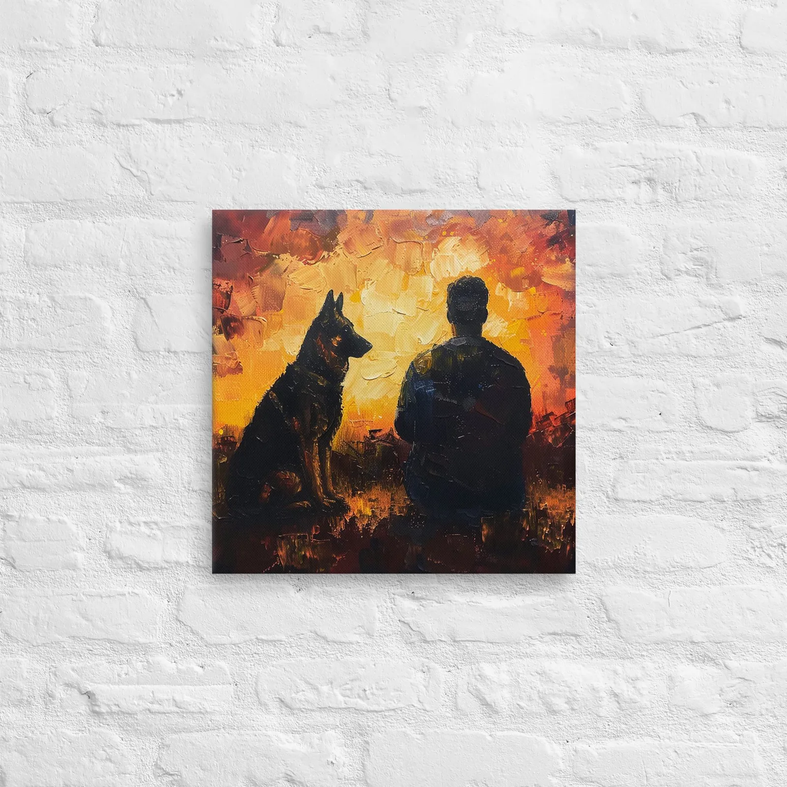 Loyal German Shepherd Thin Canvas: Dog Lover Sunset Wall Art, photo 6