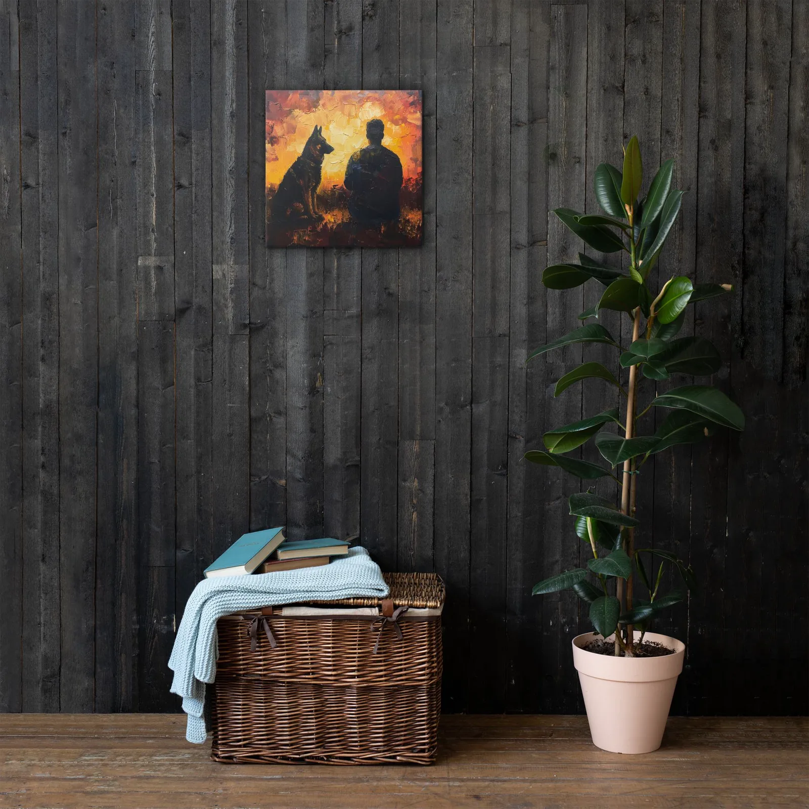 Loyal German Shepherd Thin Canvas: Dog Lover Sunset Wall Art, photo 7