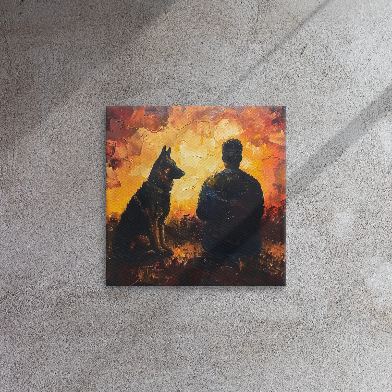 Loyal German Shepherd Thin Canvas: Dog Lover Sunset Wall Art, photo 2