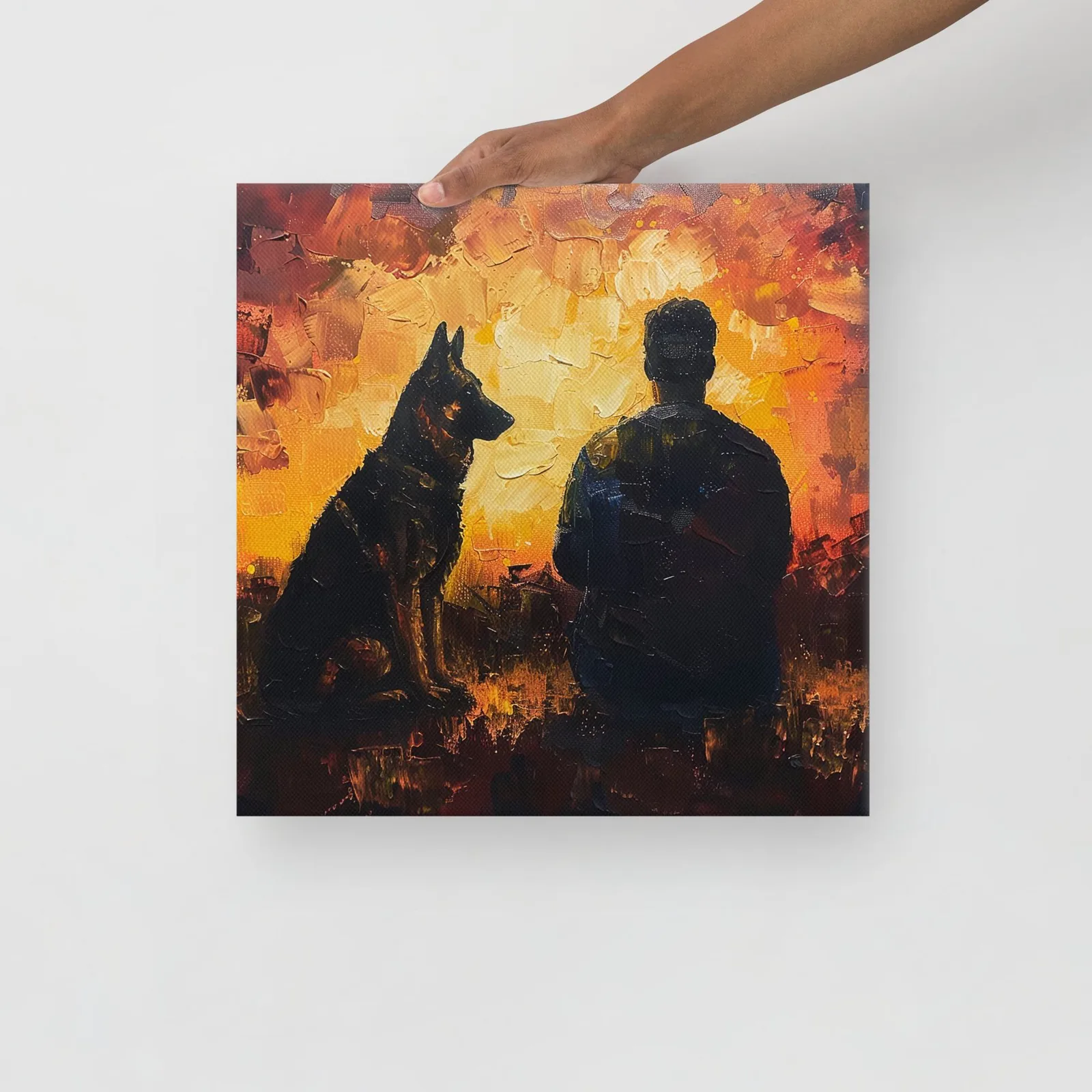 Loyal German Shepherd Thin Canvas: Dog Lover Sunset Wall Art, photo 4