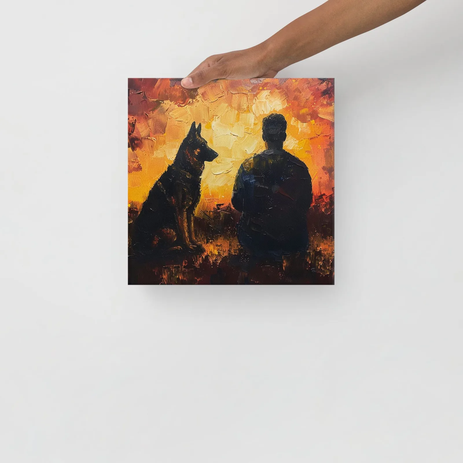 Loyal German Shepherd Thin Canvas: Dog Lover Sunset Wall Art, photo 3