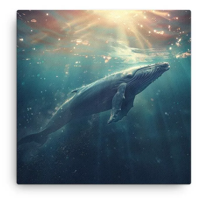 Majestic Blue Whale Thin Canvas: Ocean Lover Wall Art