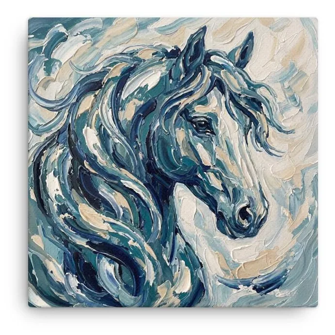 Majestic Horse Thin Canvas: Impasto Style Wall Art