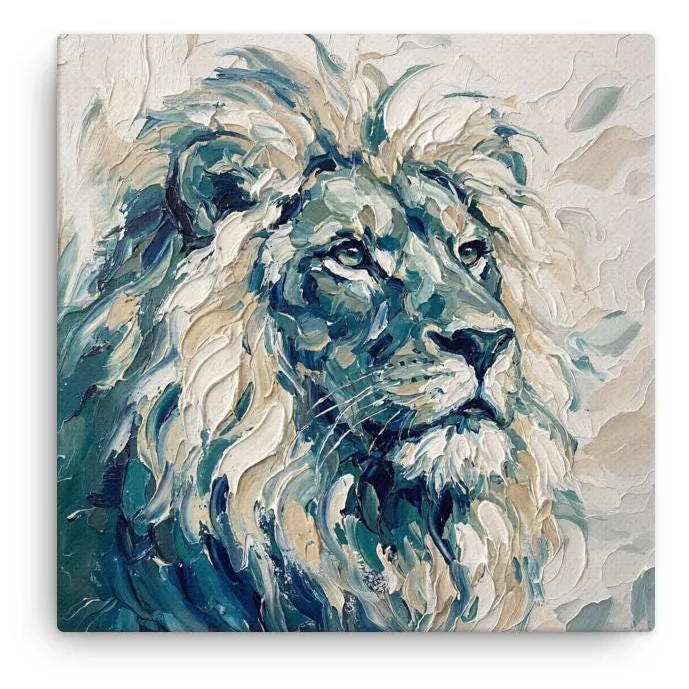Majestic Lion Thin Canvas: Impasto Style Wall Art