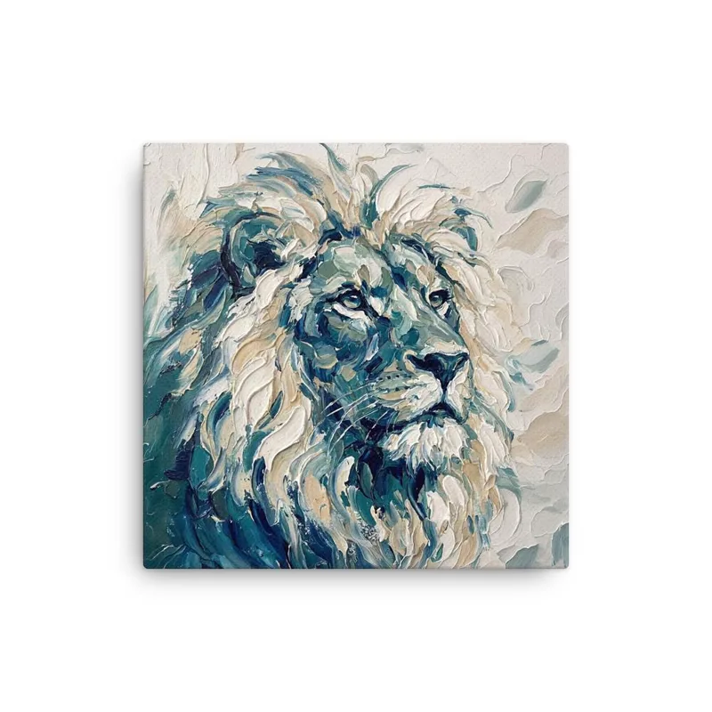 Majestic Lion Thin Canvas: Impasto Style Wall Art