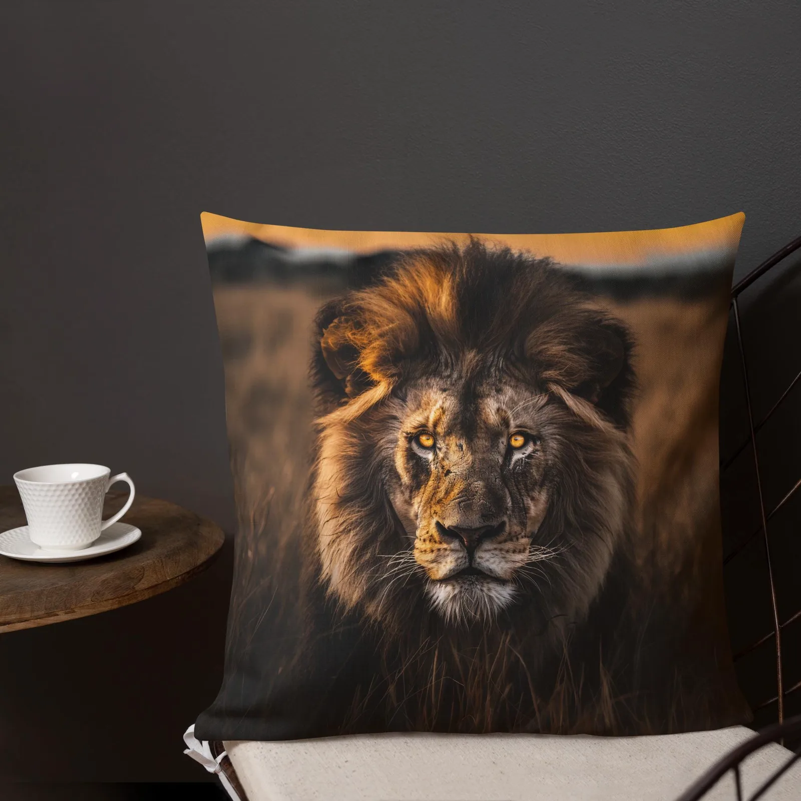 Majestic Lion Throw Pillow: Safari Wildlife Decor Cushion, photo 8