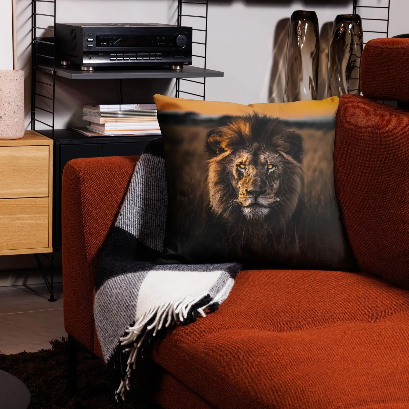 Majestic Lion Throw Pillow: Safari Wildlife Decor Cushion, photo 7